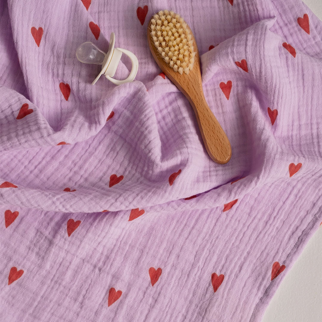  Studio Noos Lilac Hearts Swaddle 70x70 - Lilac、mySite、merchandisen
