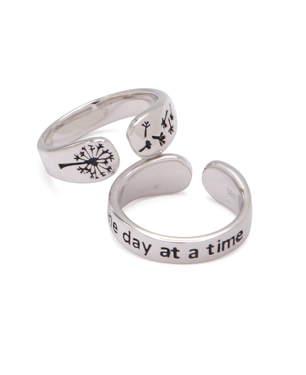 One Day at a Time Sterling Silver Adjustable Inspirational Ring、mySite、topwebapps