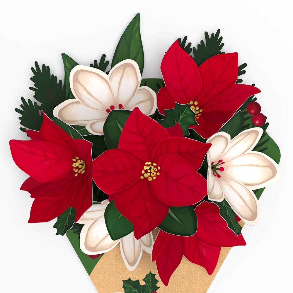 Poinsettia & Pine Little Blooms (Notecard 5-Pack)、mySite、solidvoid