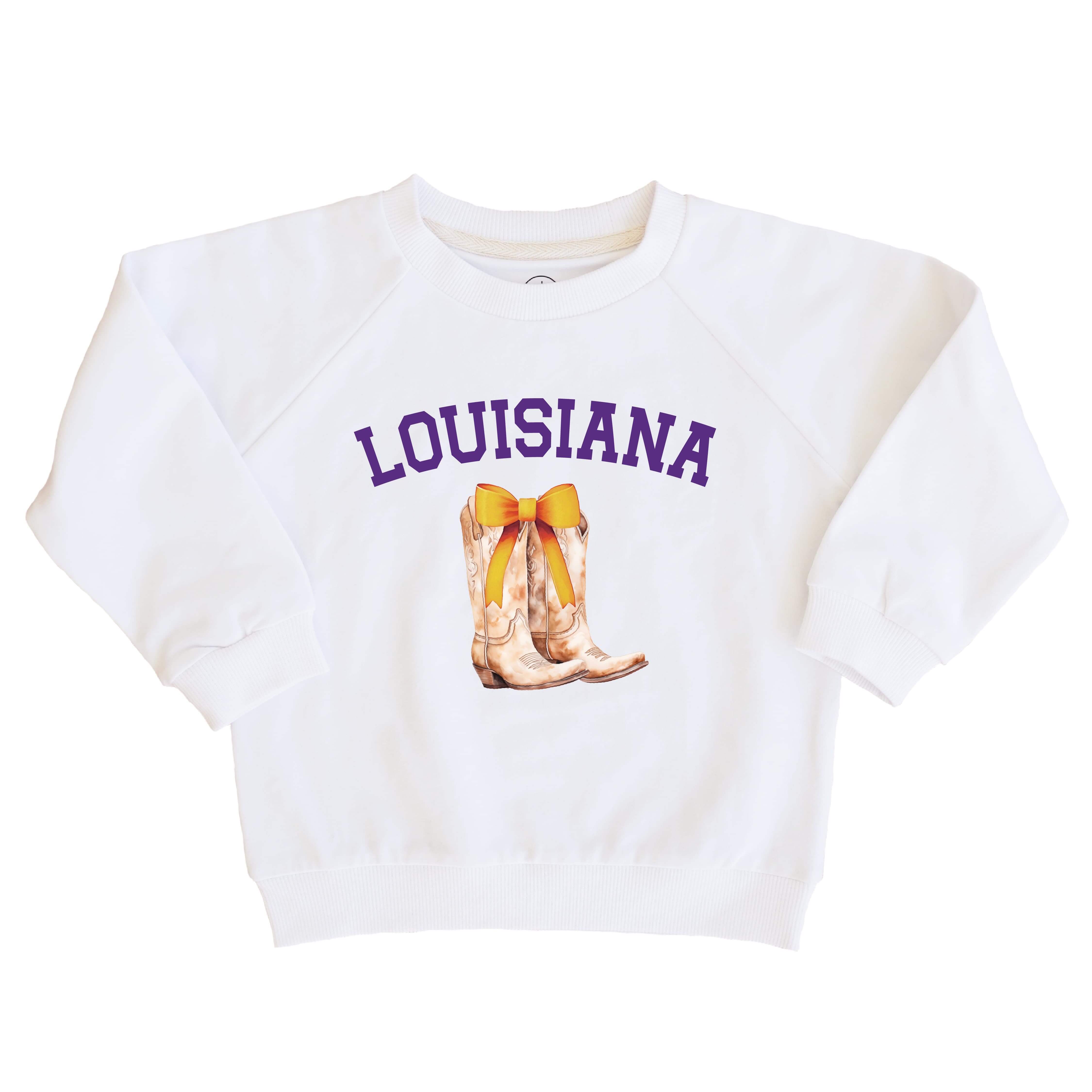  Louisiana State University | Footballs & Bows Kids Graphic Sweatshirts、mySite、layawaytickets