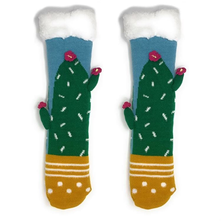 Cactus Hugs Plush Slipper Socks-Prickly on the outside, oh so soft on the inside! *、mySite、g9winljtr