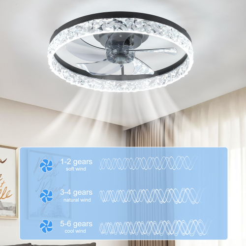 Low Profile Ceiling Fan with Light and Remote Control, Dimmable LED Ceiling Fan, 6 Speeds, Timing Reversible Blades, Brown, 20"、、eastwooduniform