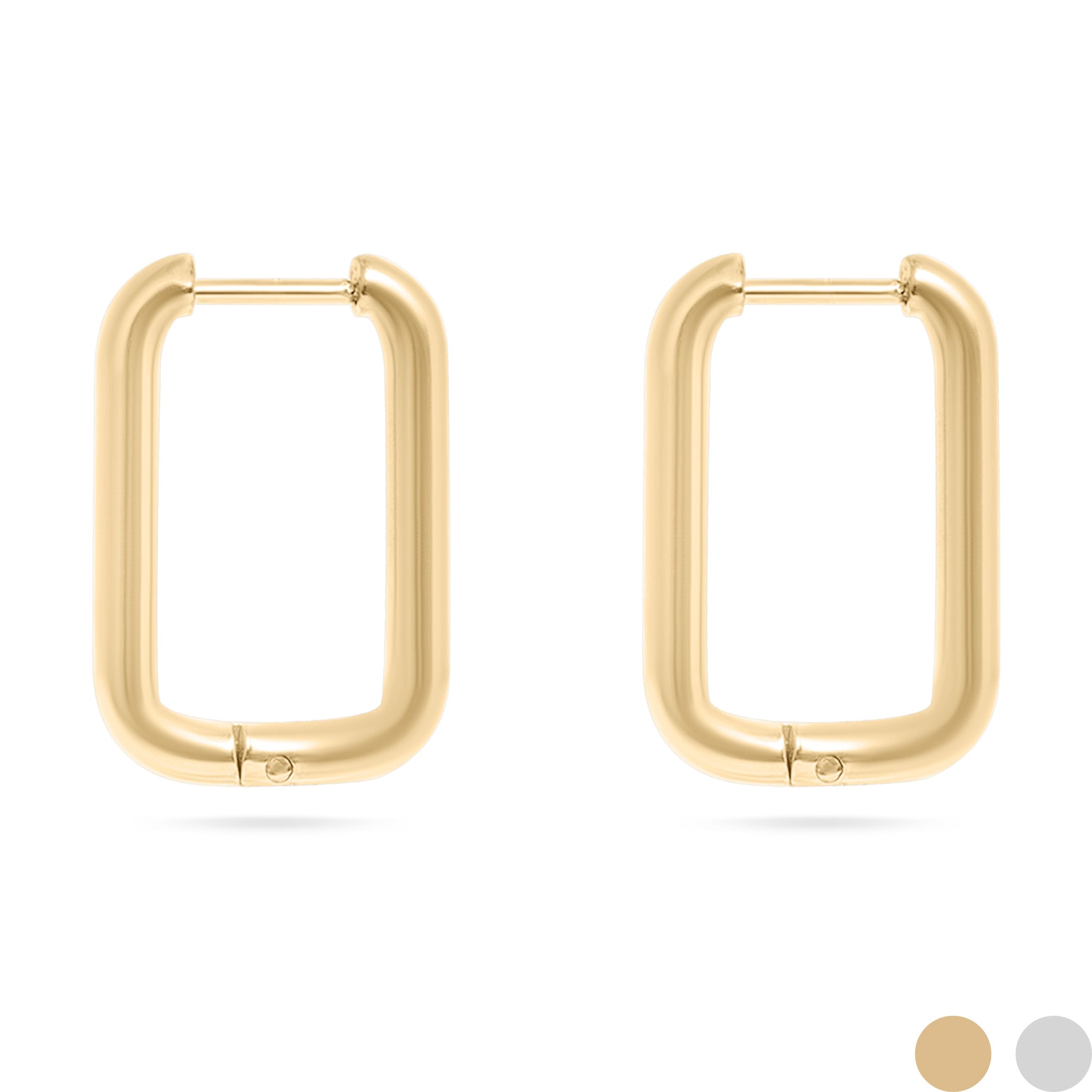 18K Gold PVD Stainless Steel Rounded Rectangle Huggie Earrings / ERJ0005、mySite、dreamappss