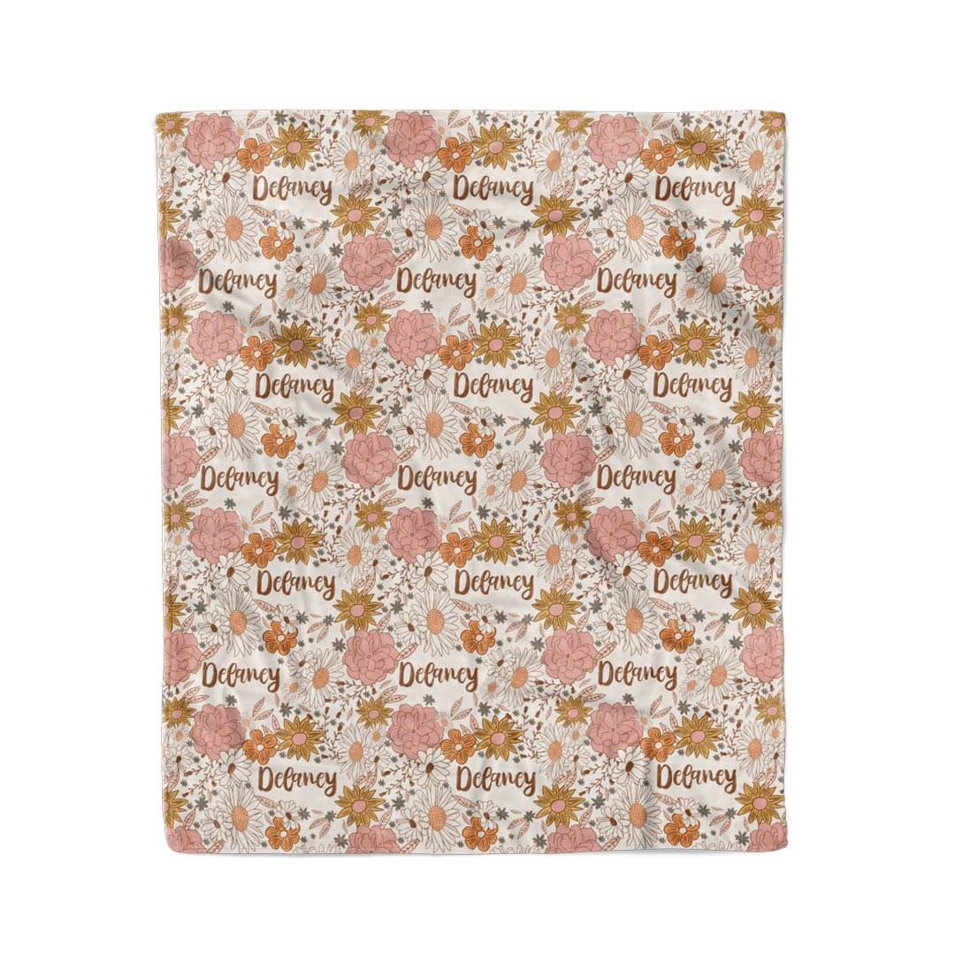  Boho Floral Personalized Kids Blanket、mySite、layawaytickets