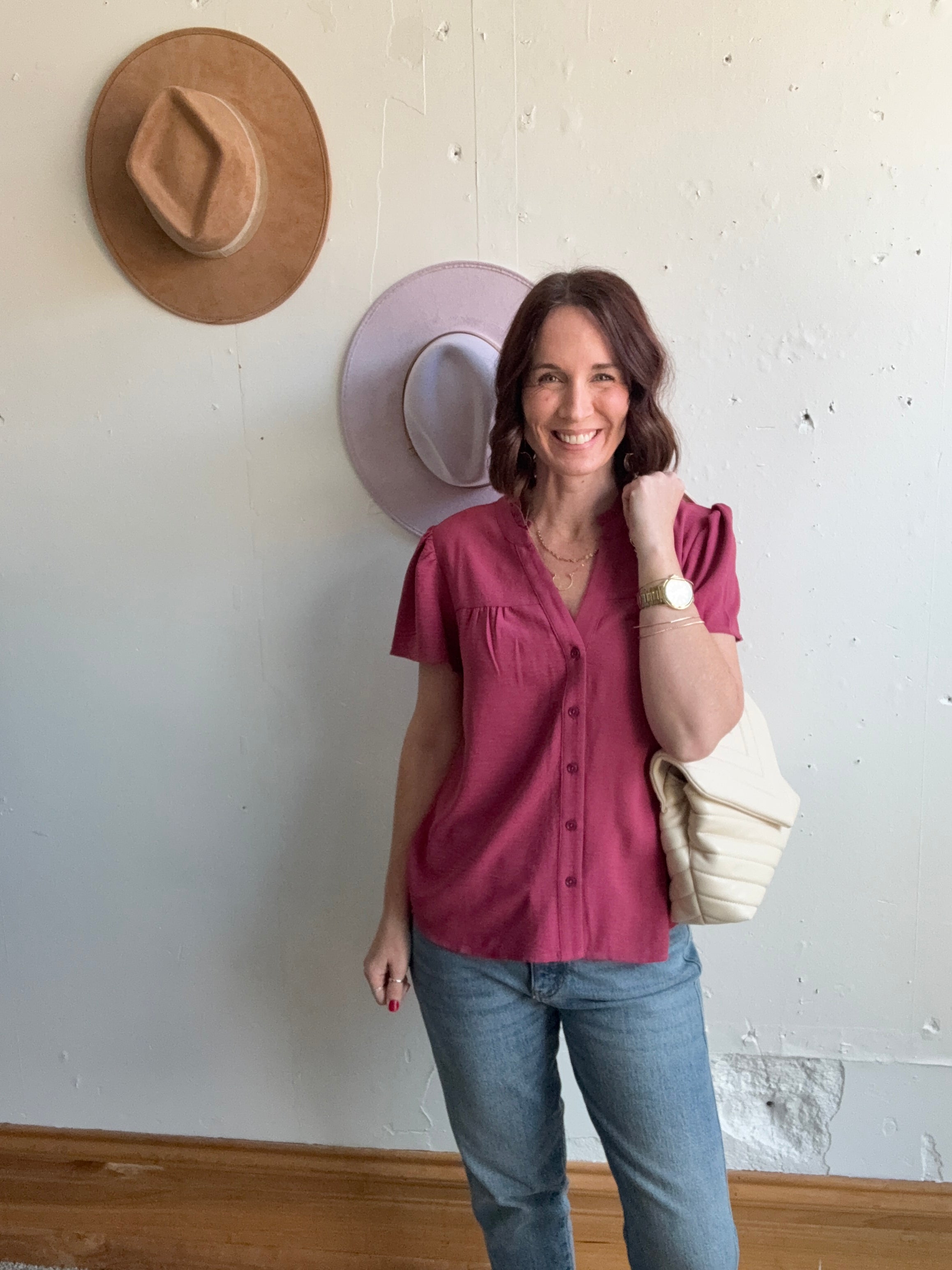 Valorie's Ruffle Button Down、mySite、garagedoors4me