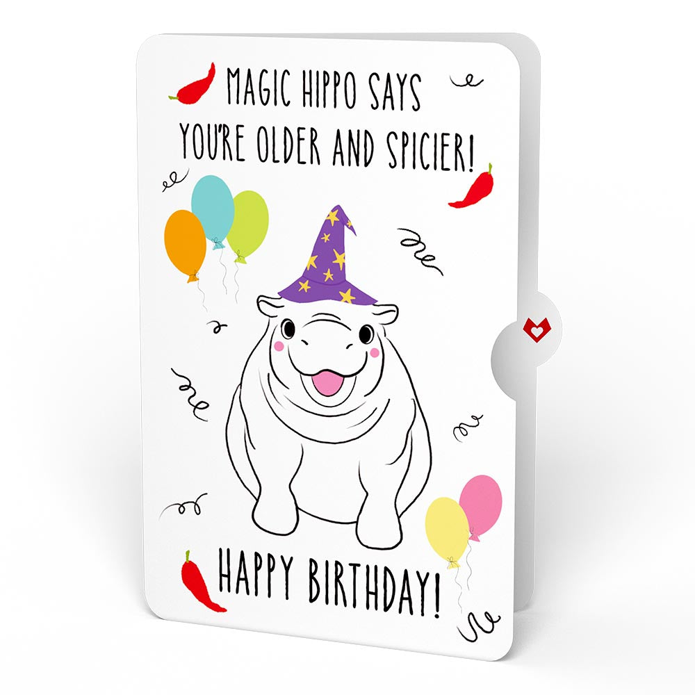 Happy Birthday Hot Stuff with Magic Hippo Pop-Up Card and Sentiment Set、mySite、solidvoid