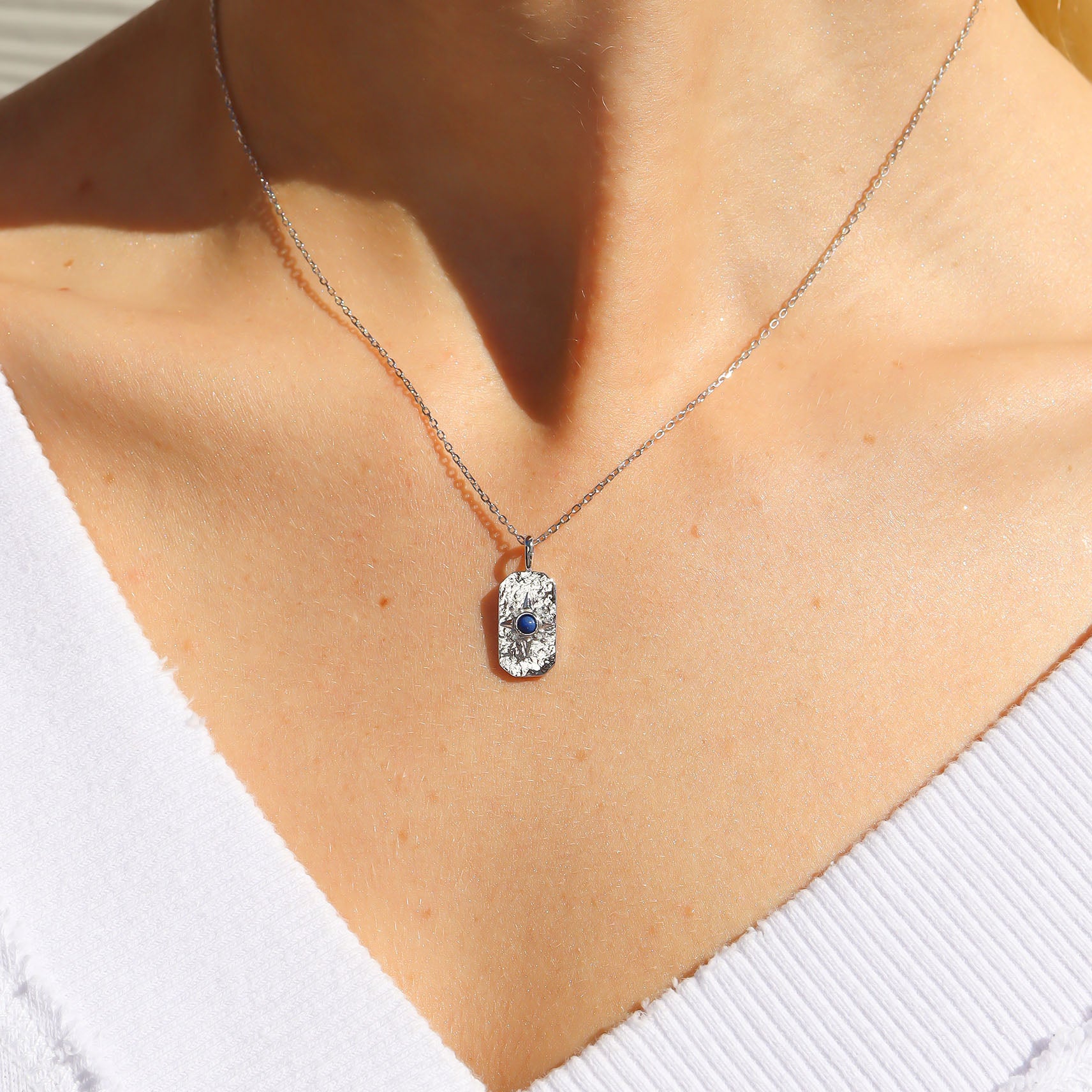 14K Gold Plated Sterling Silver Semi Precious Compass Star Necklace / PMJ0028、mySite、dreamappss