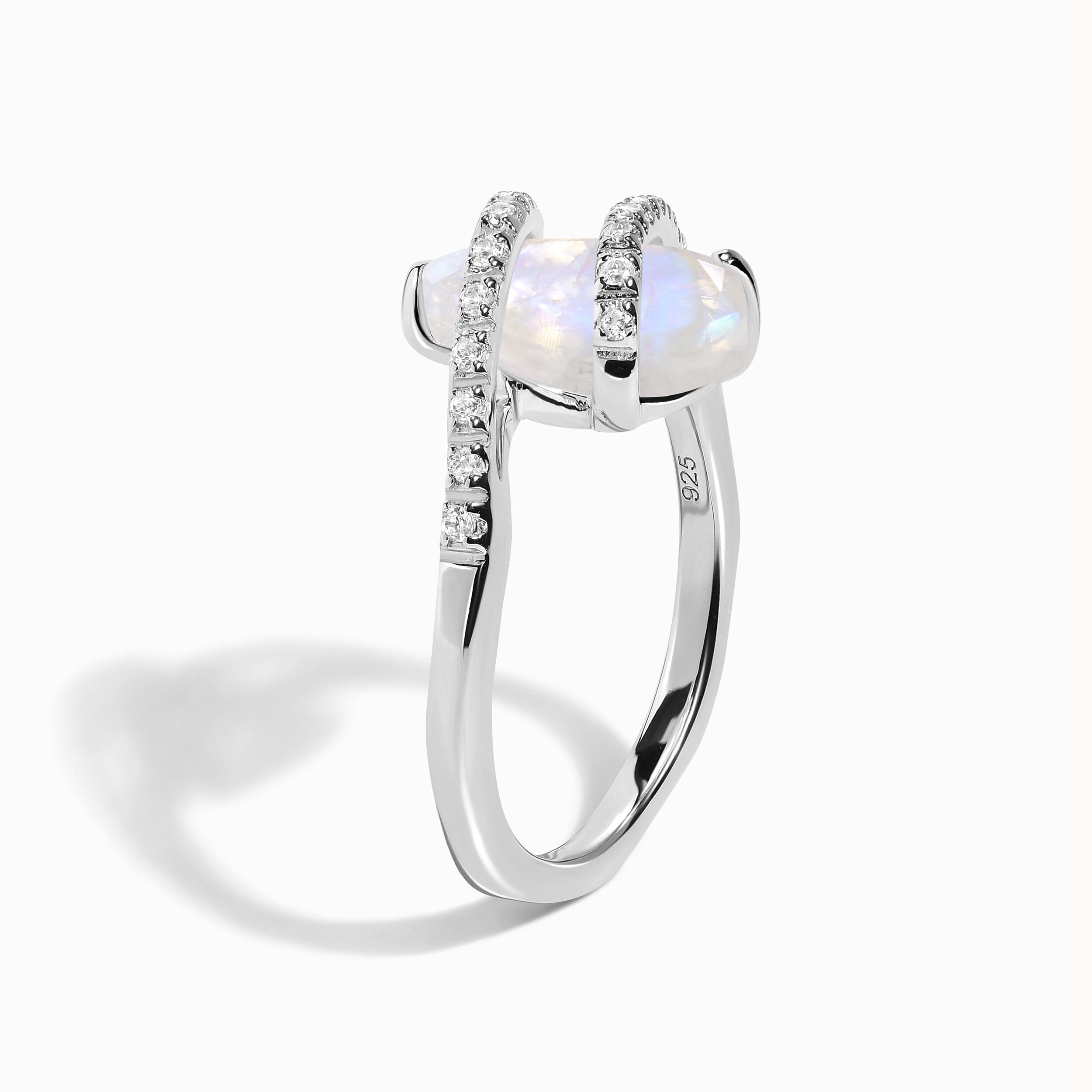 Moonstone White Zircon Ring - Bypass、mySite、hinf8tx79