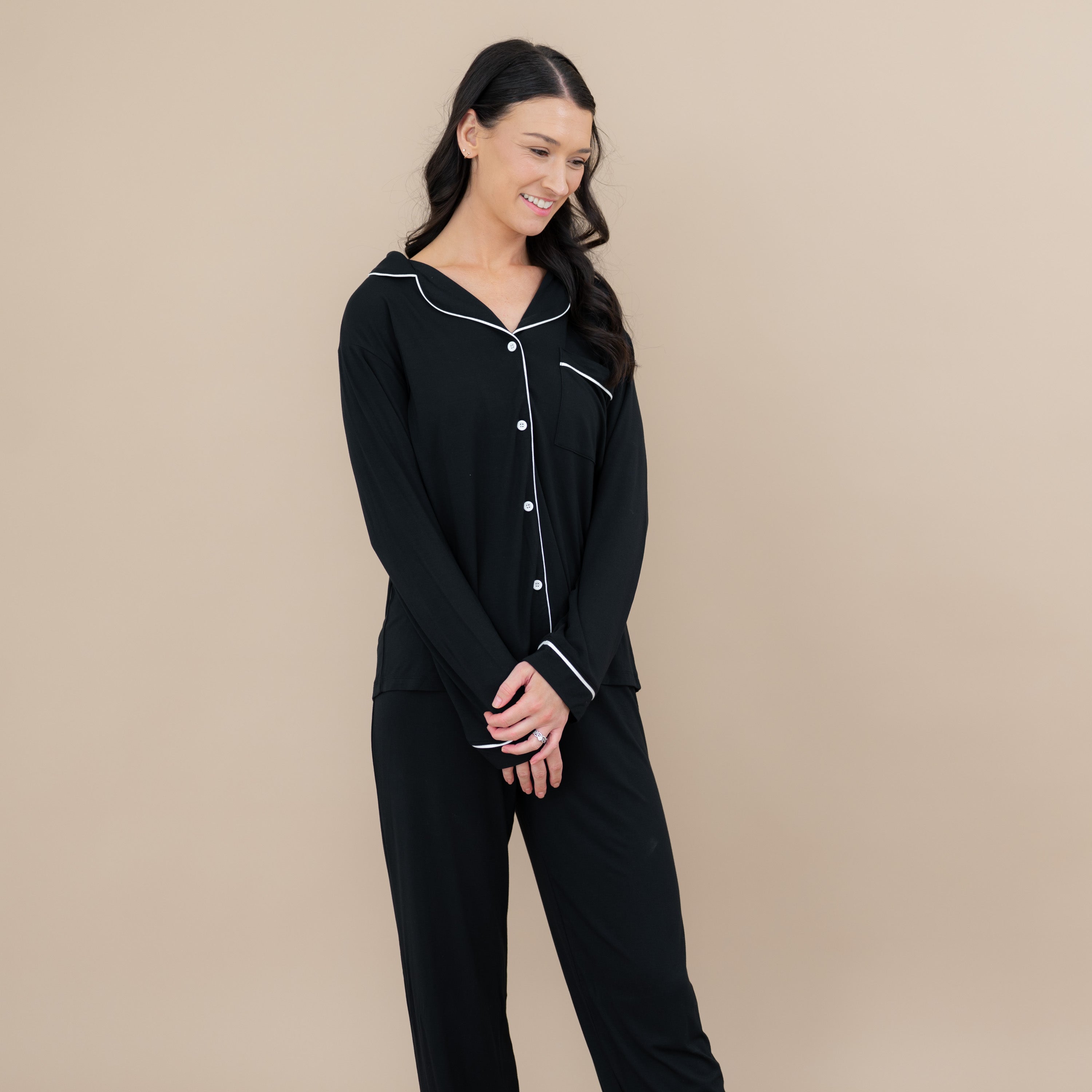  Women's Long Sleeve Pajama Set in Midnight with Cloud Trim、mySite、layawaytickets