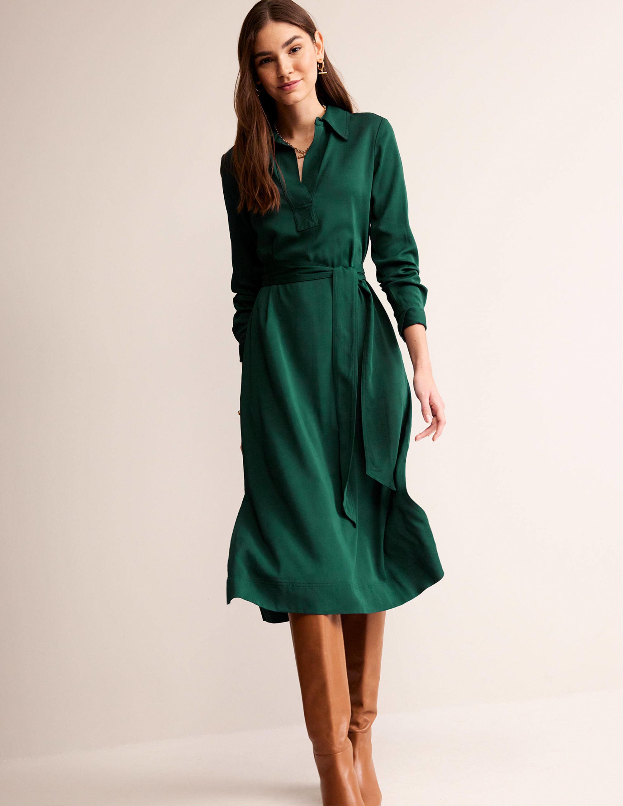  Clean Midi Pop Over Dress-Emerald Night、mySite、ashleygrahame