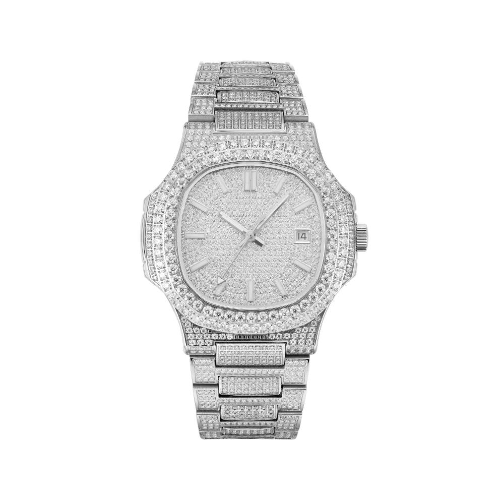 Circle Face Moissanite Watch 14K White Gold、mySite、hinf8tx79