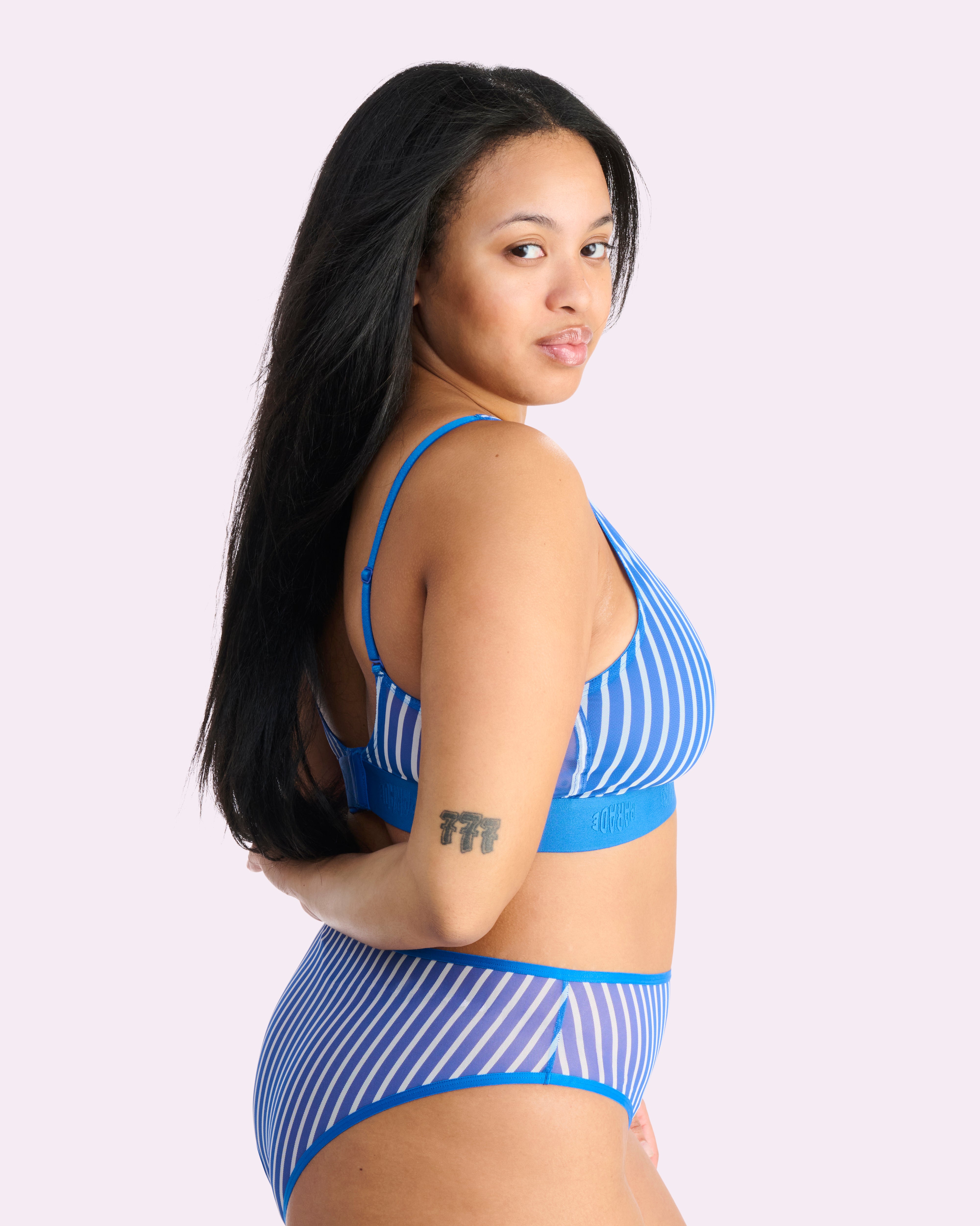 Silky Mesh Scoop Bralette | Silky Mesh (Paradise Stripe)、mySite、bengalsvssteelers