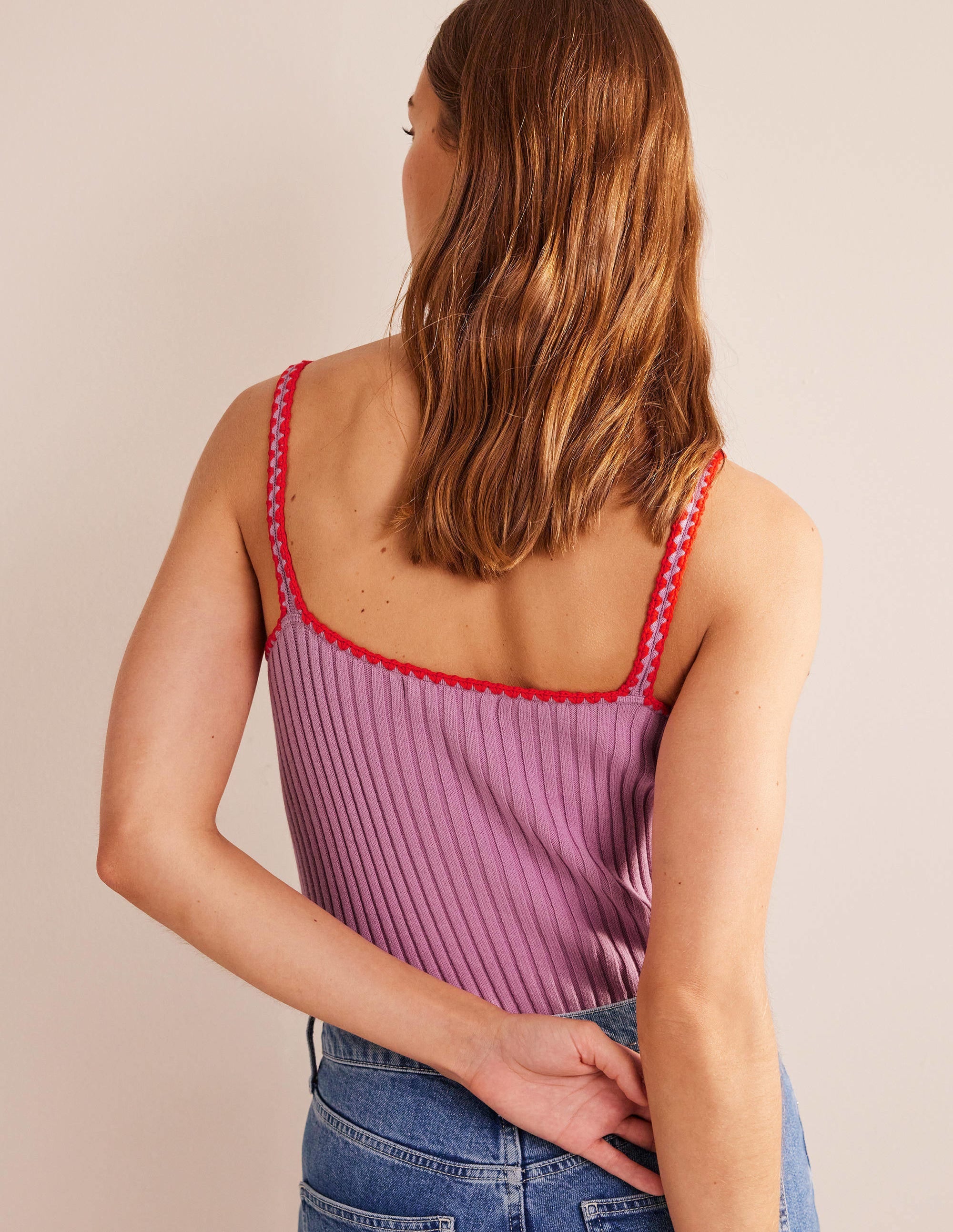  Crochet-Trim Knit Crop Vest-Soft Lavender、mySite、ashleygrahame