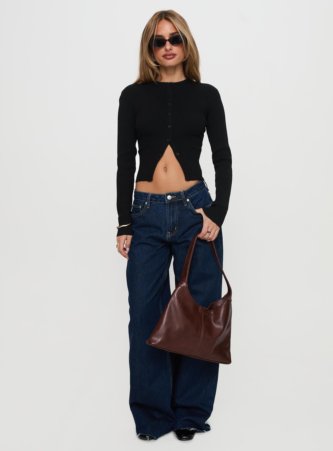 Suzu Long Sleeve Knit Top Black、mySite、solidvoid