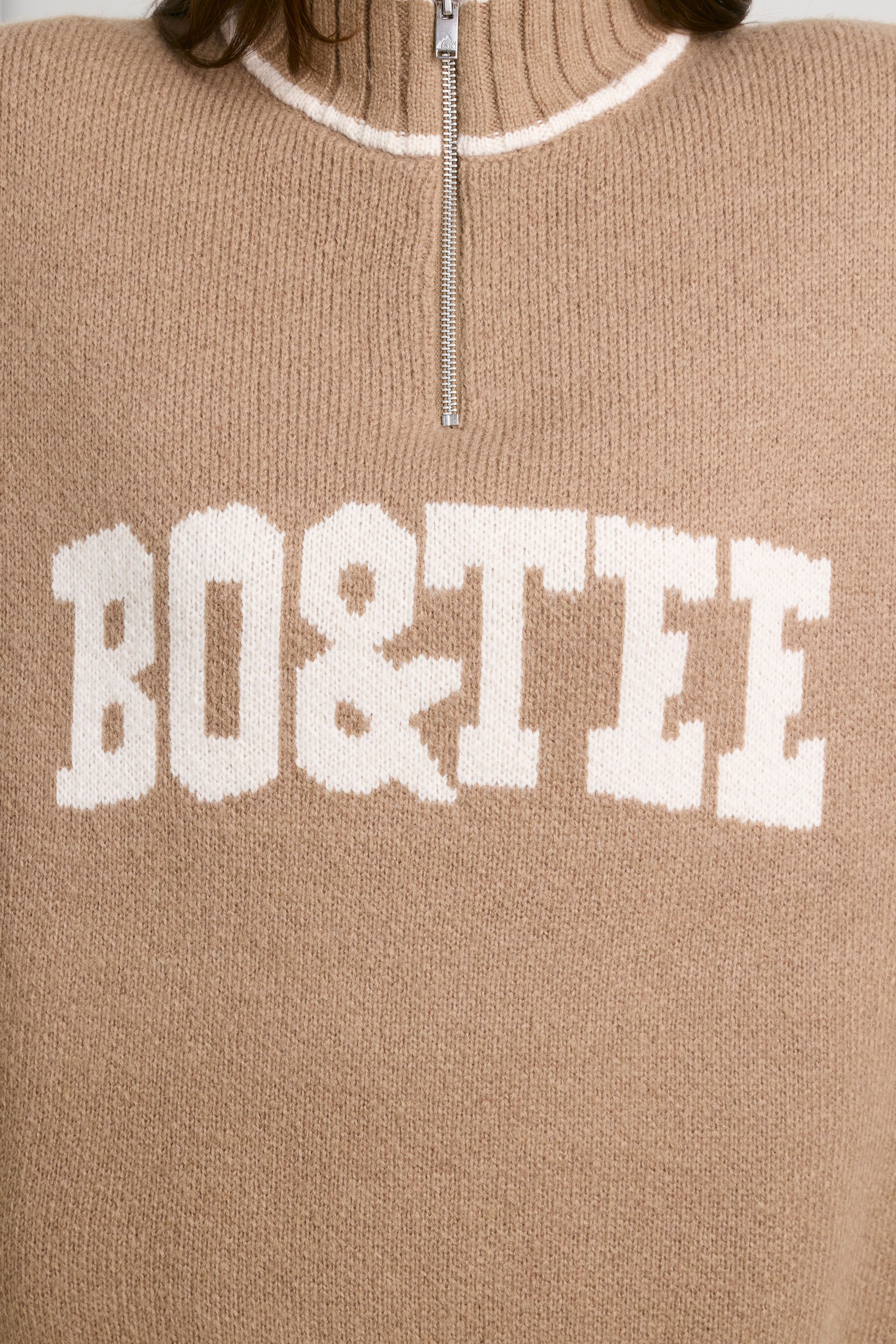 Oversized Quarter-Zip Chunky-Knit Jumper in Espresso、mySite、solidvoid