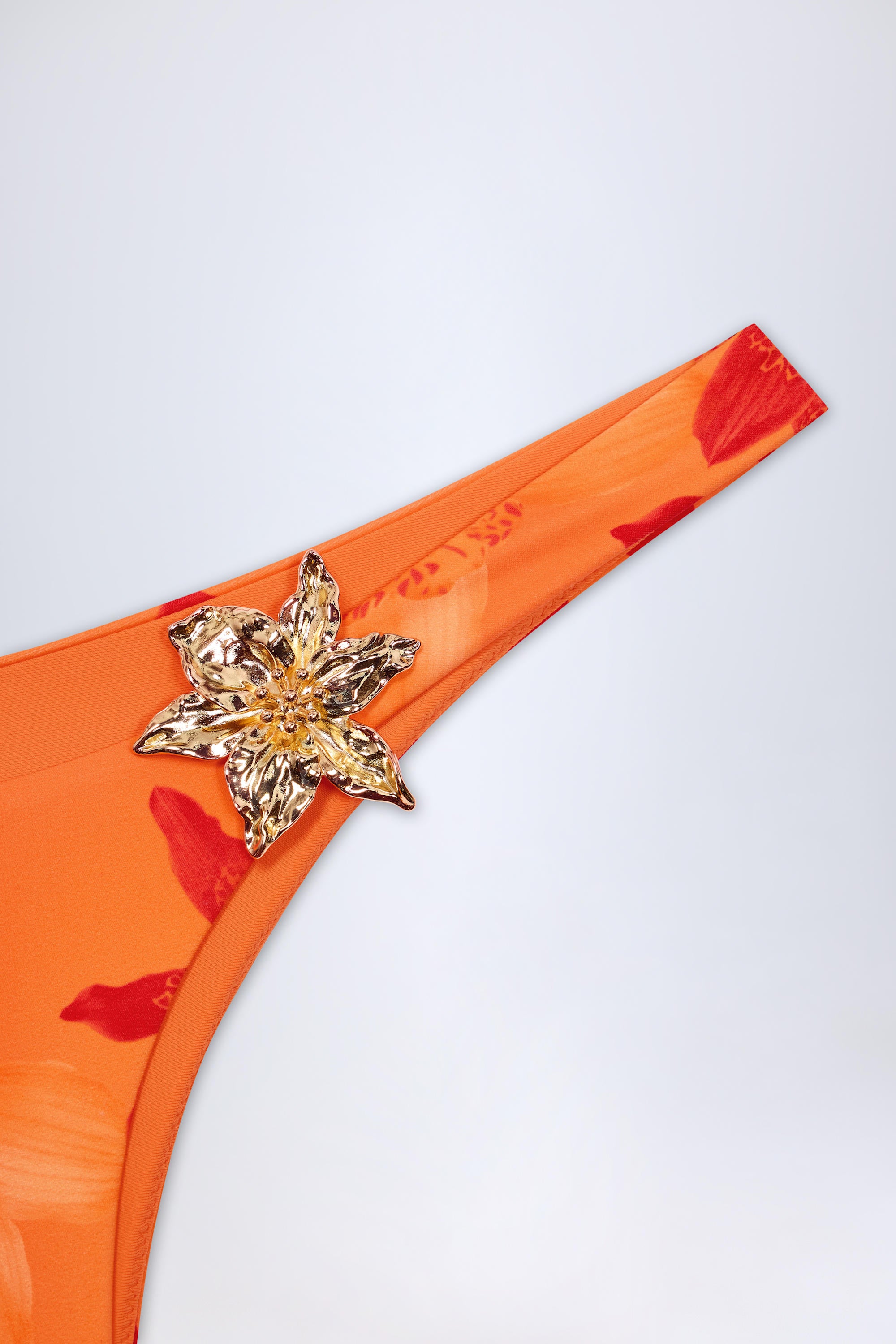  Hardware-Detail Cheeky Bikini Bottoms in Orange Orchid Print、mySite、sugarbowlscore