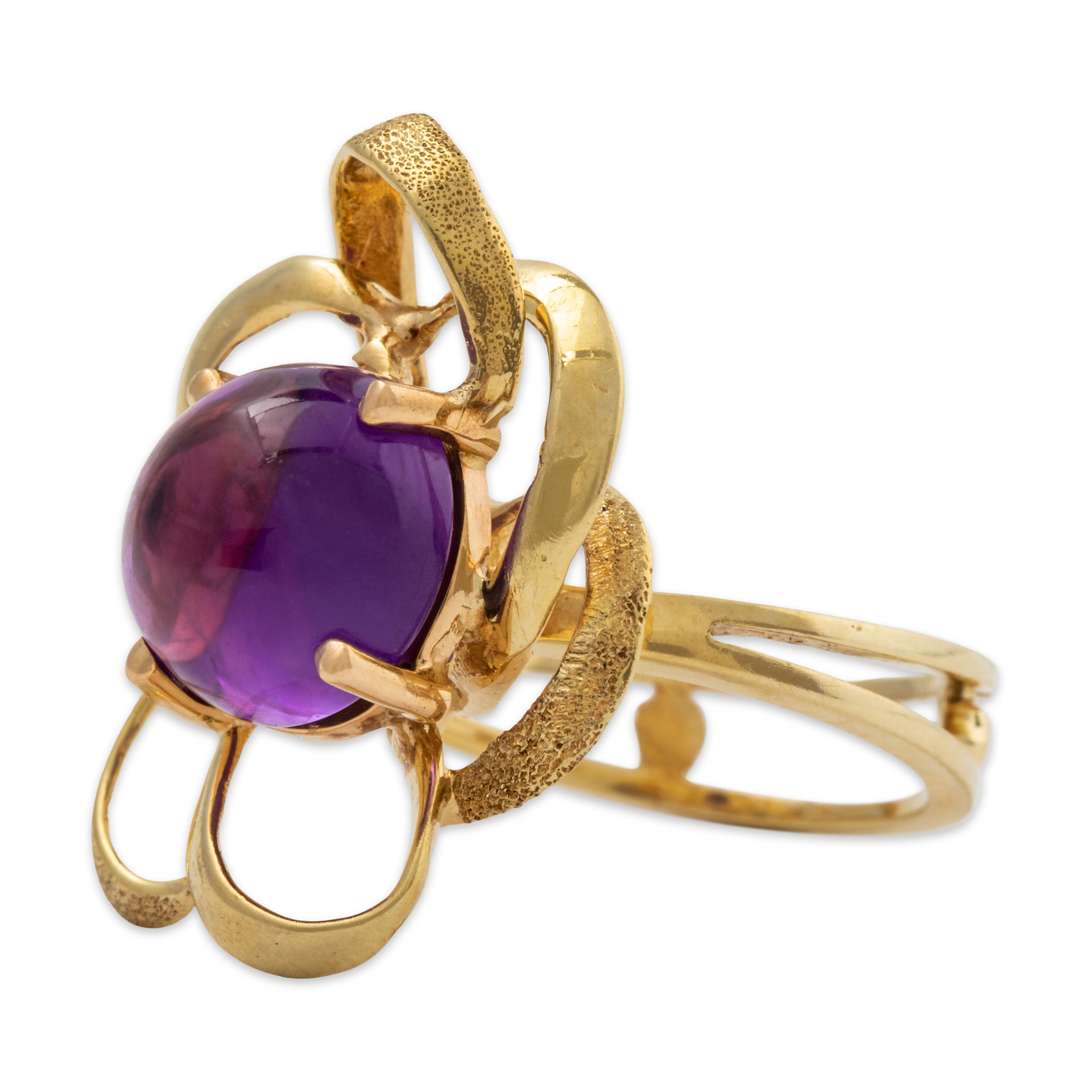 Vintage 14k Yellow Gold 5.72ct Amethyst Openwork Petals & Shank Ring 5.5、mySite、hinf8tx79