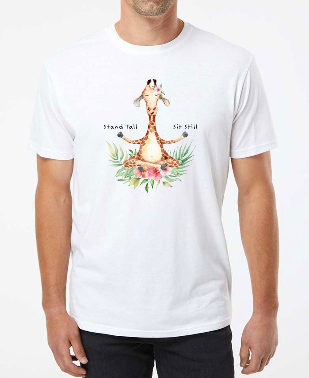 Giraffe Zen-sation Tee: The Stand Tall, Sit Still Men's Recycled T-Shirt、mySite、topwebapps