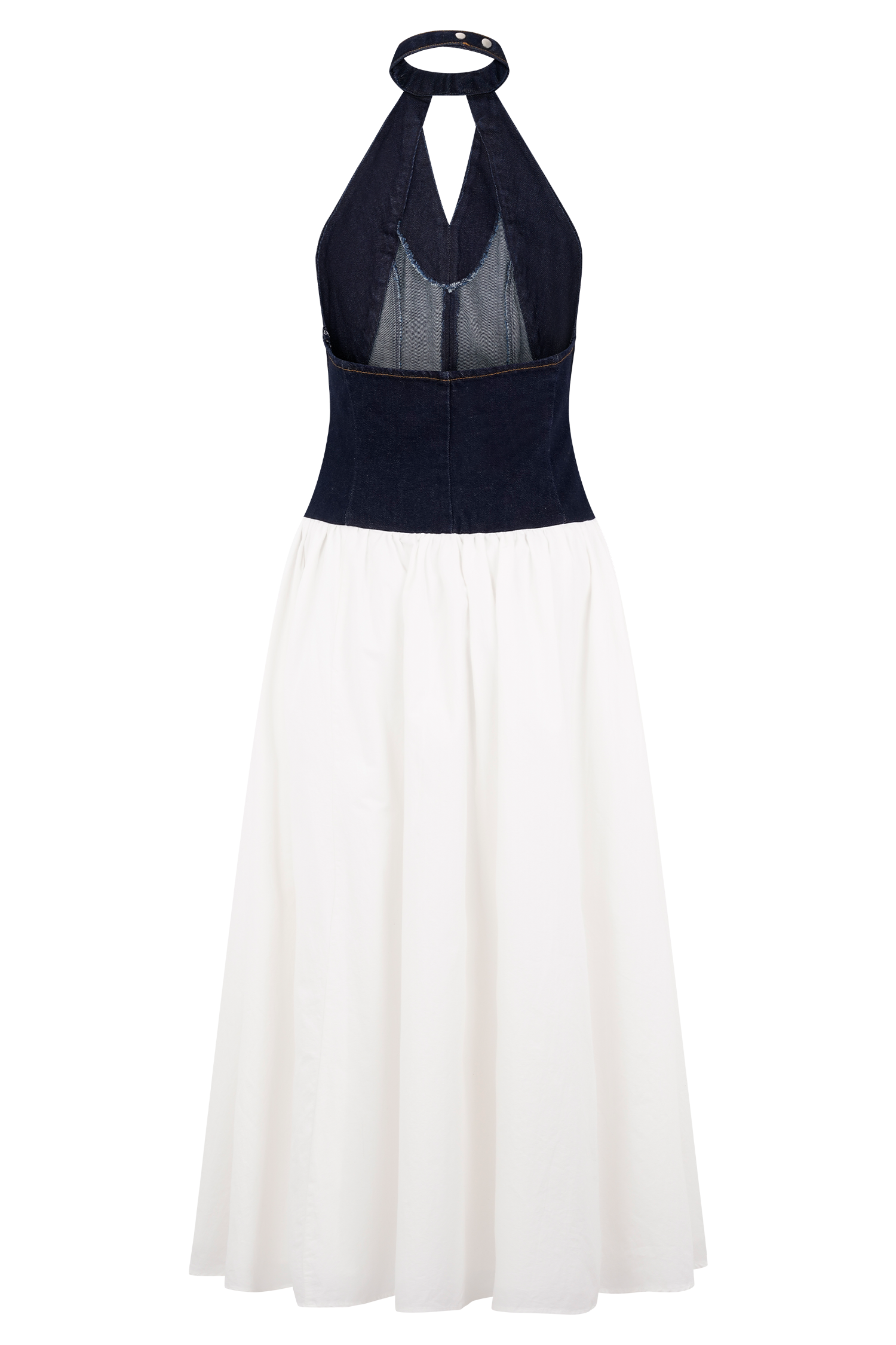 Ashwin Denim Cotton Midi Dress - Indigo Blue、mySite、solidvoid