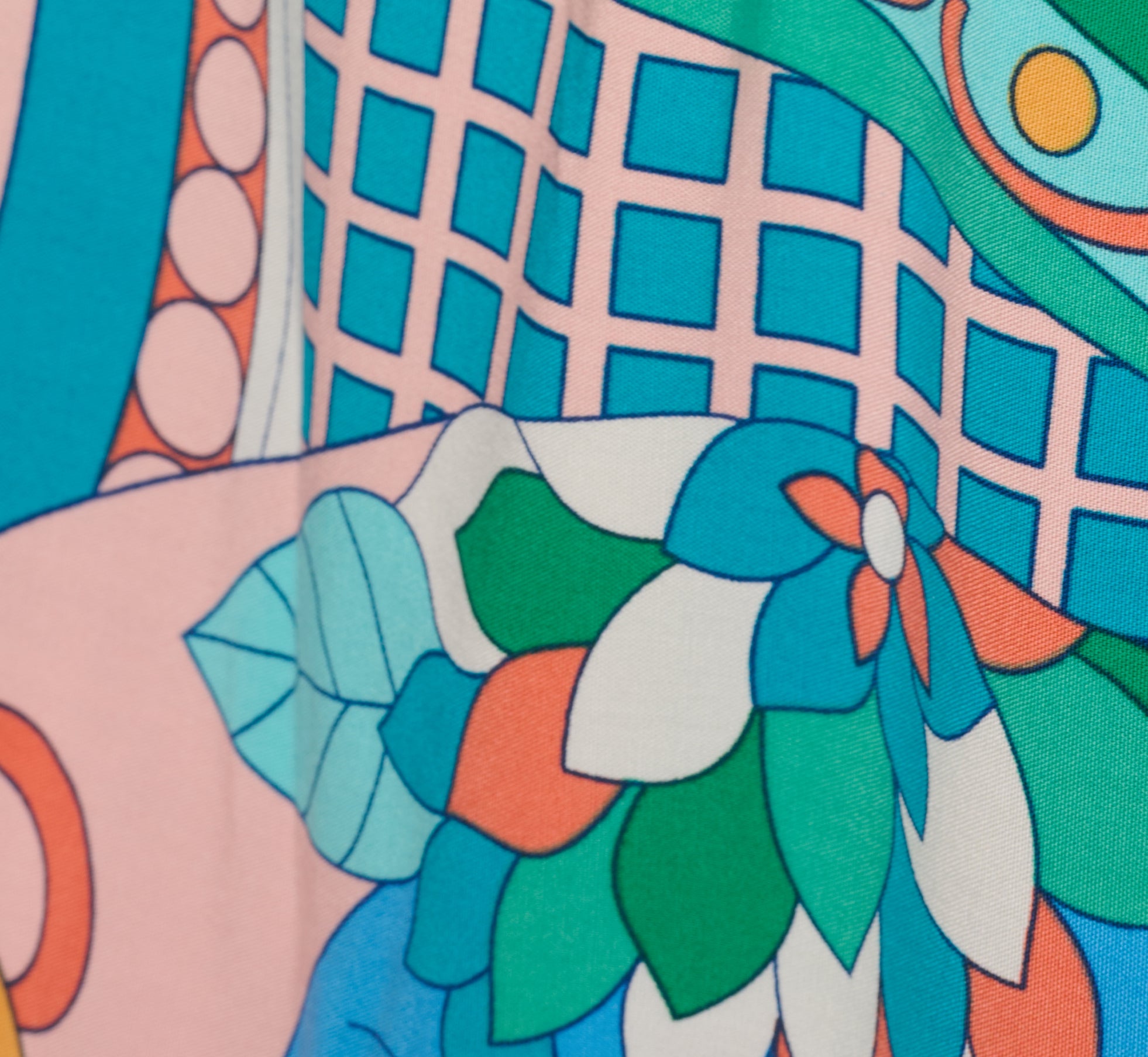 Plus Size Long Sleeve Retro Printed A Line Dress In Peach Multi、mySite、solidvoid