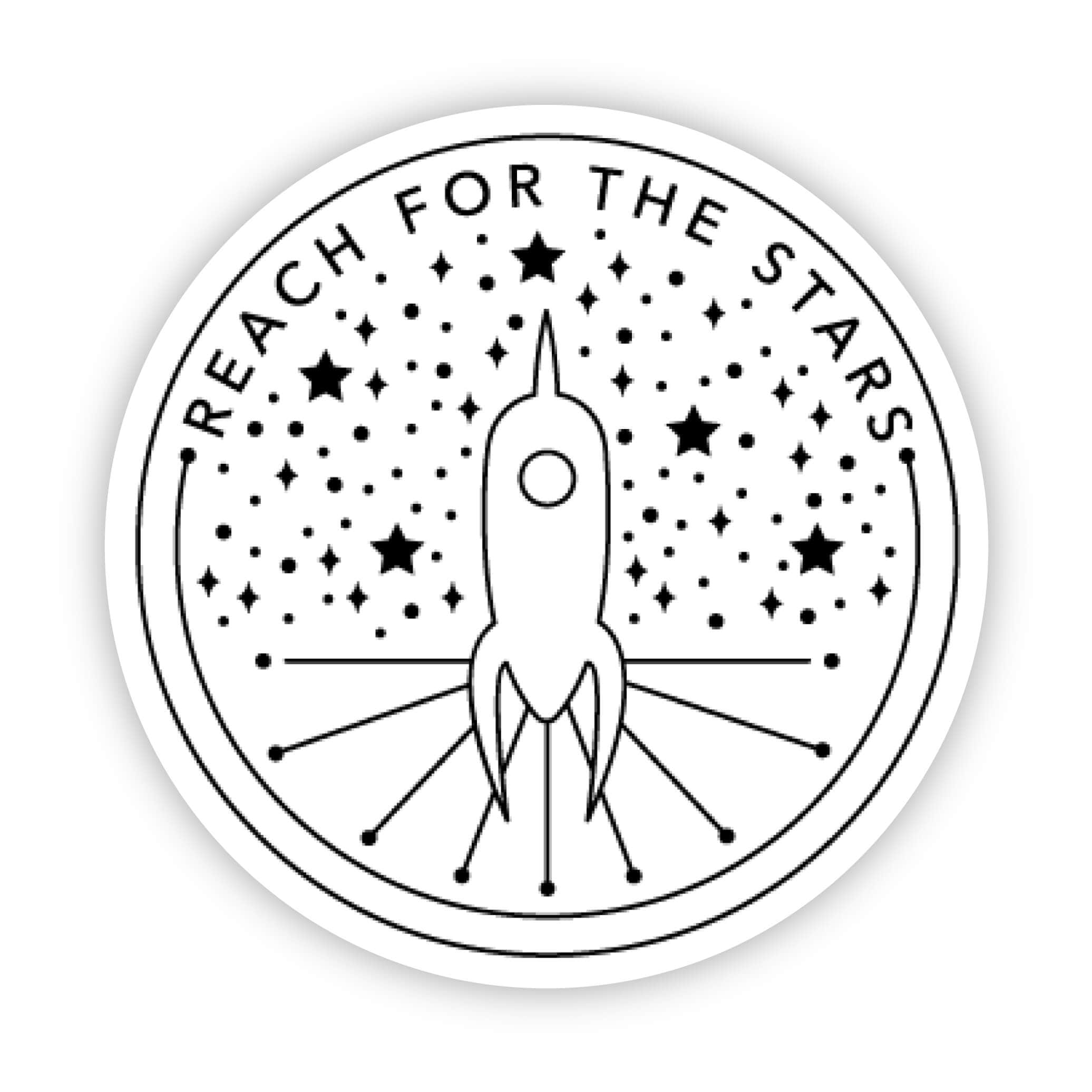  White Reach For Thee Stars Space Ship Sticker、mySite、elrpsem3k