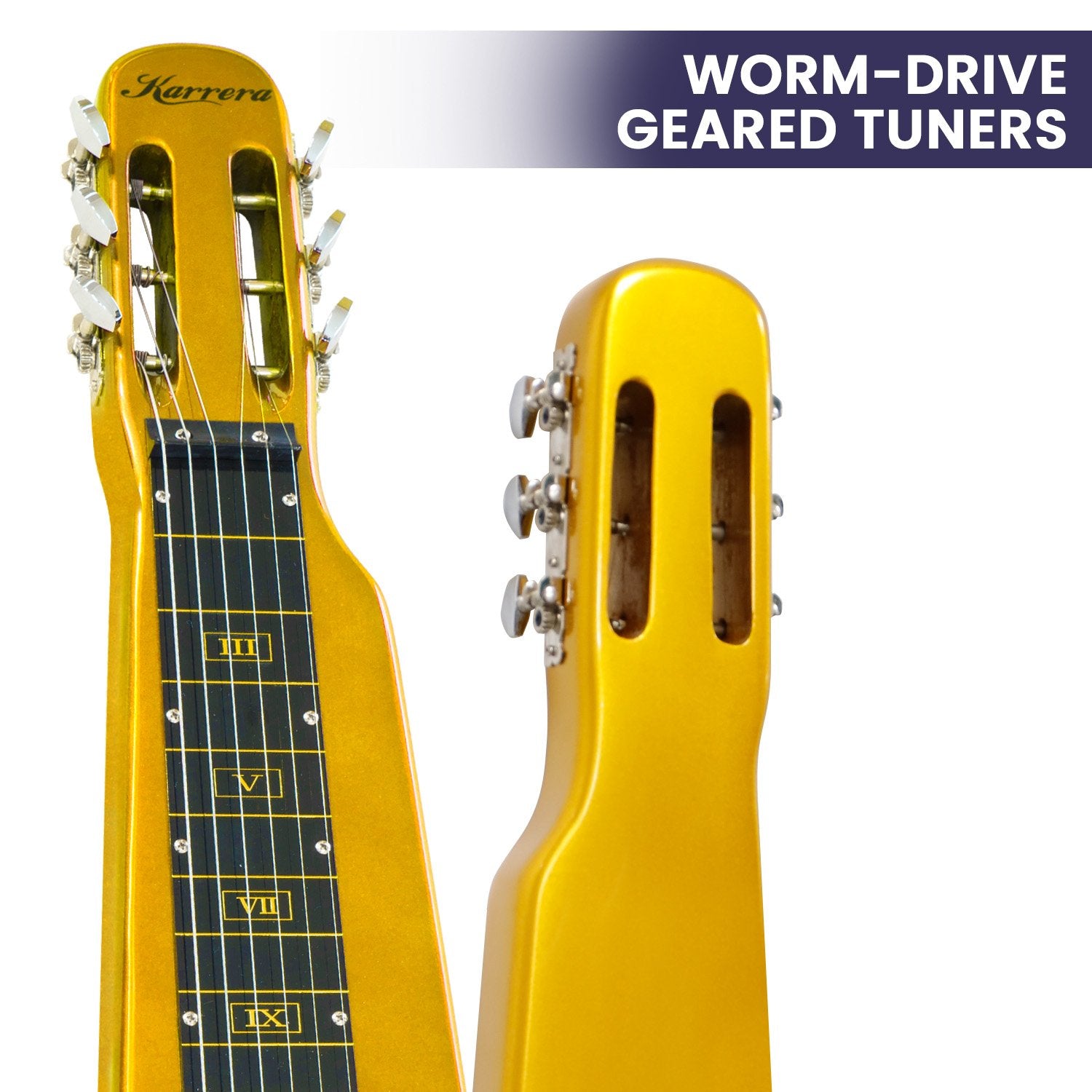 Karrera 29in 6-String Lap Steel Hawaiian Guitar (Metallic Gold)、mySite、camillekostekn