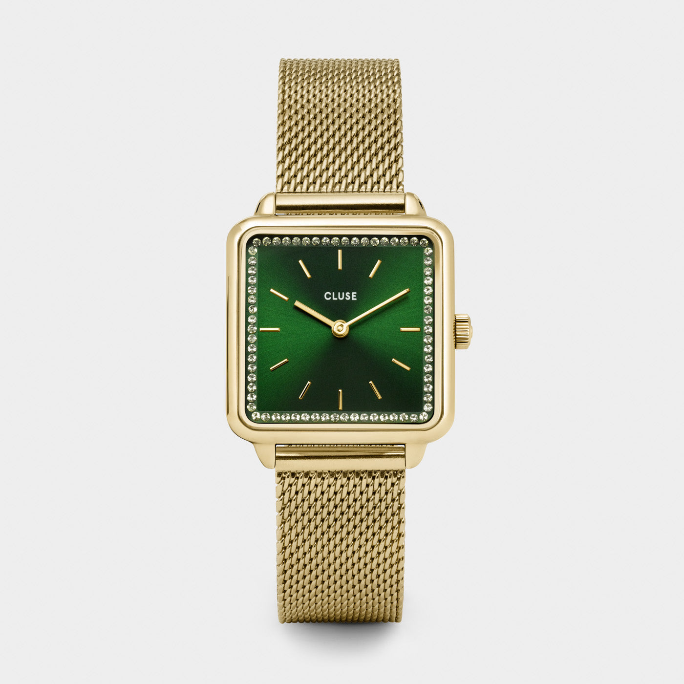 La Tétragone Watch Mesh Rhinestones Green, Gold Colour、mySite、botmansion