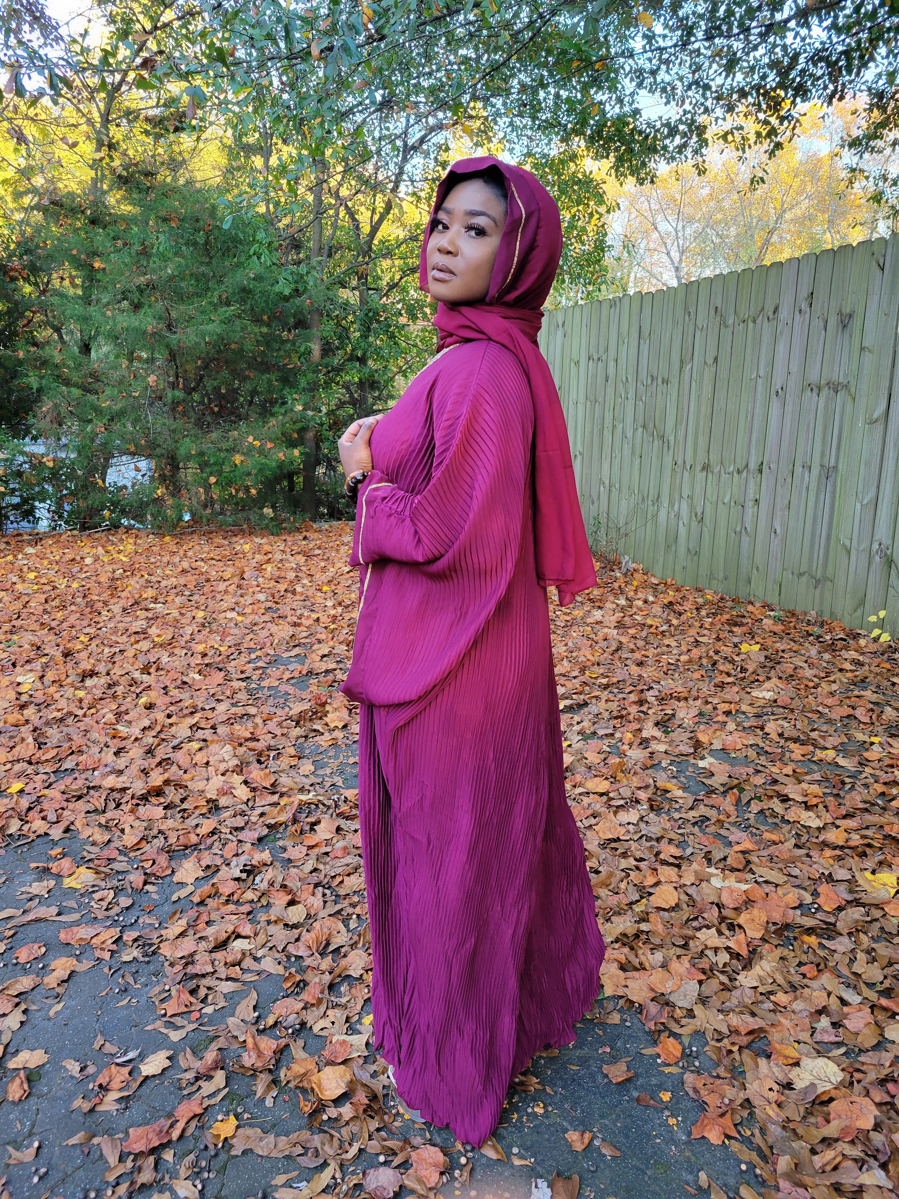 Malaika Burgundy African Ribbed Kaftan Dress - DPXDK21、mySite、solidvoid