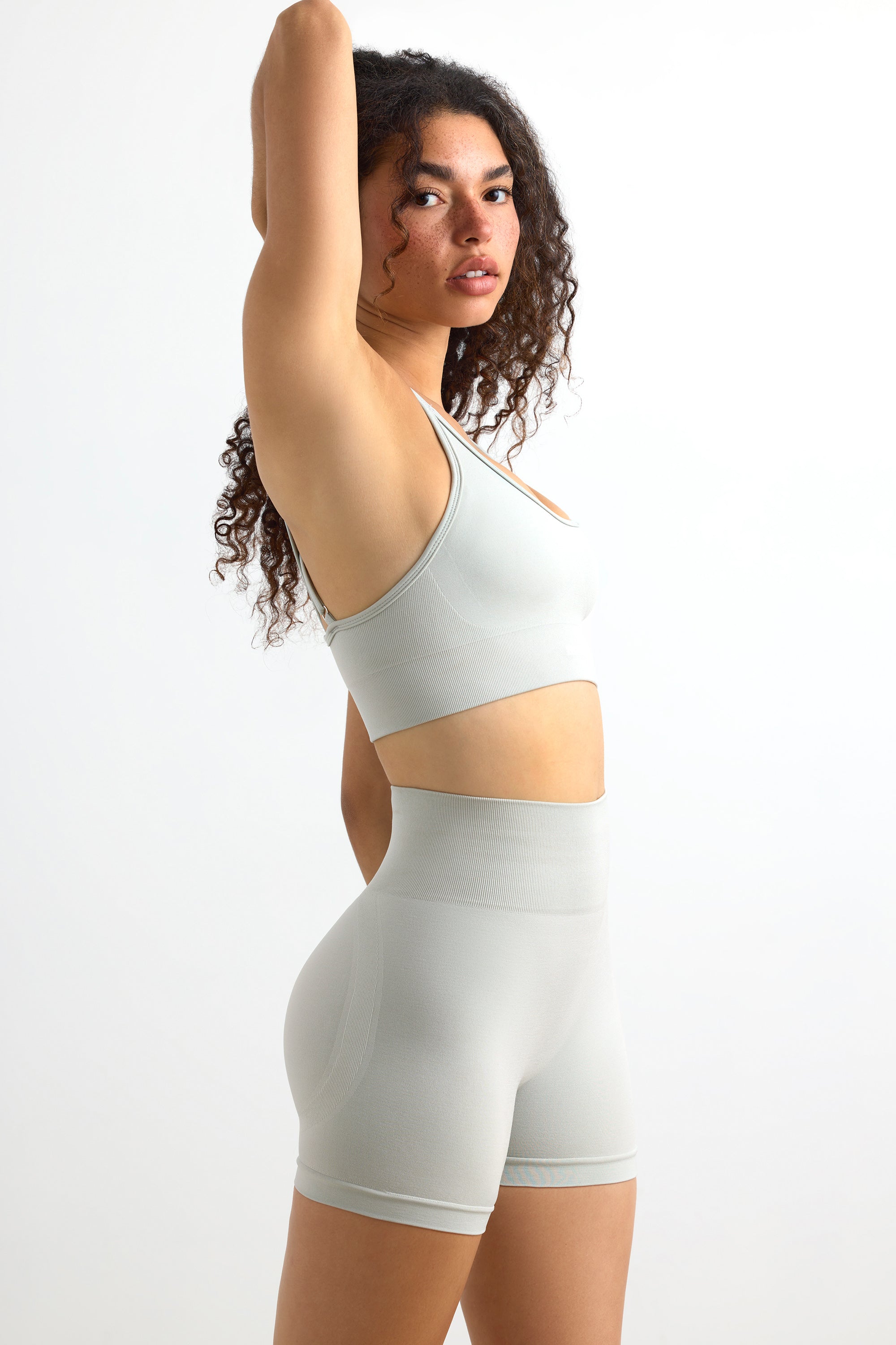 Define Luxe High Waist Mini Shorts in Fog、mySite、solidvoid