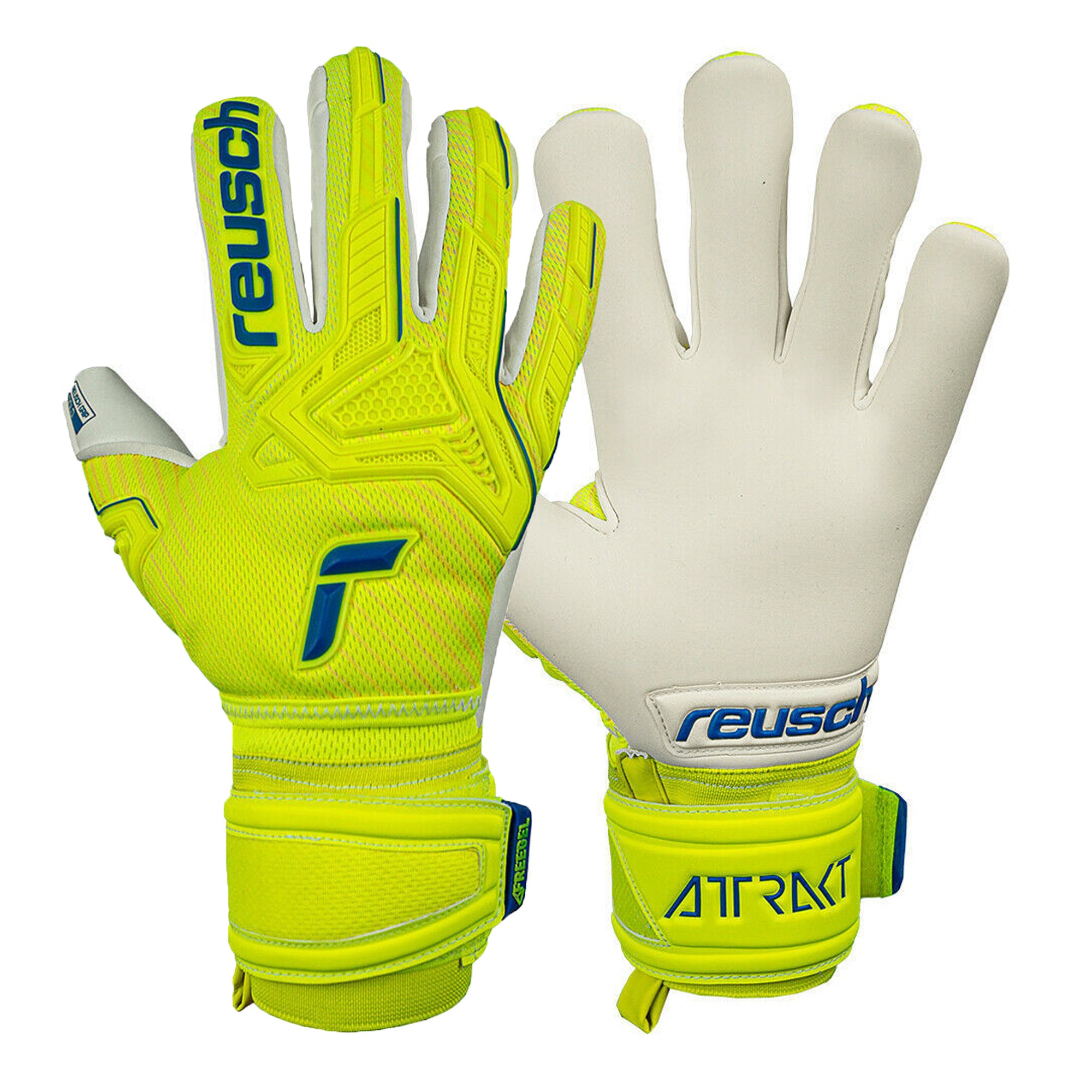 Reusch Men's Attrakt Resist Fingersave Goalkeeper Gloves Yellow/Blue/White、mySite、bottomscart