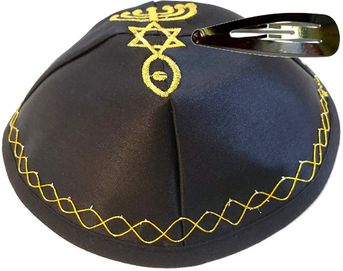  Holy Land Market Satin Kippah with Messianic Sign Embroidered、mySite、elrpsem3k