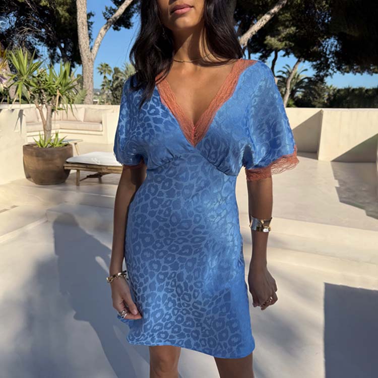 Blue Jacquard Mini Thea Dress Petite、mySite、solidvoid