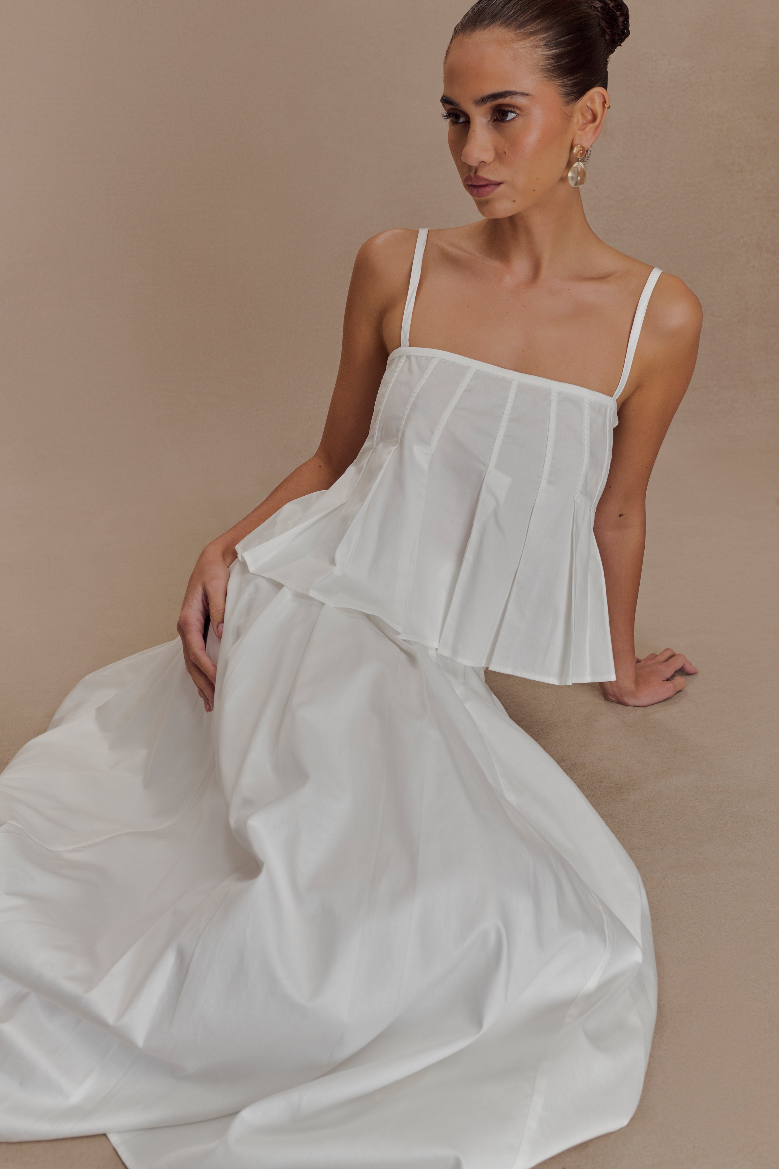 Mae A-Line Midi Skirt - White、mySite、solidvoid