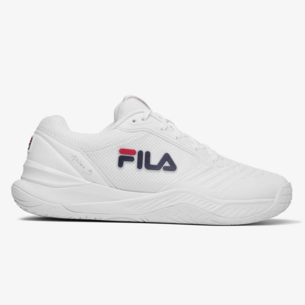Fila Axilus 3 Men's Tennis Shoe (White/Navy)