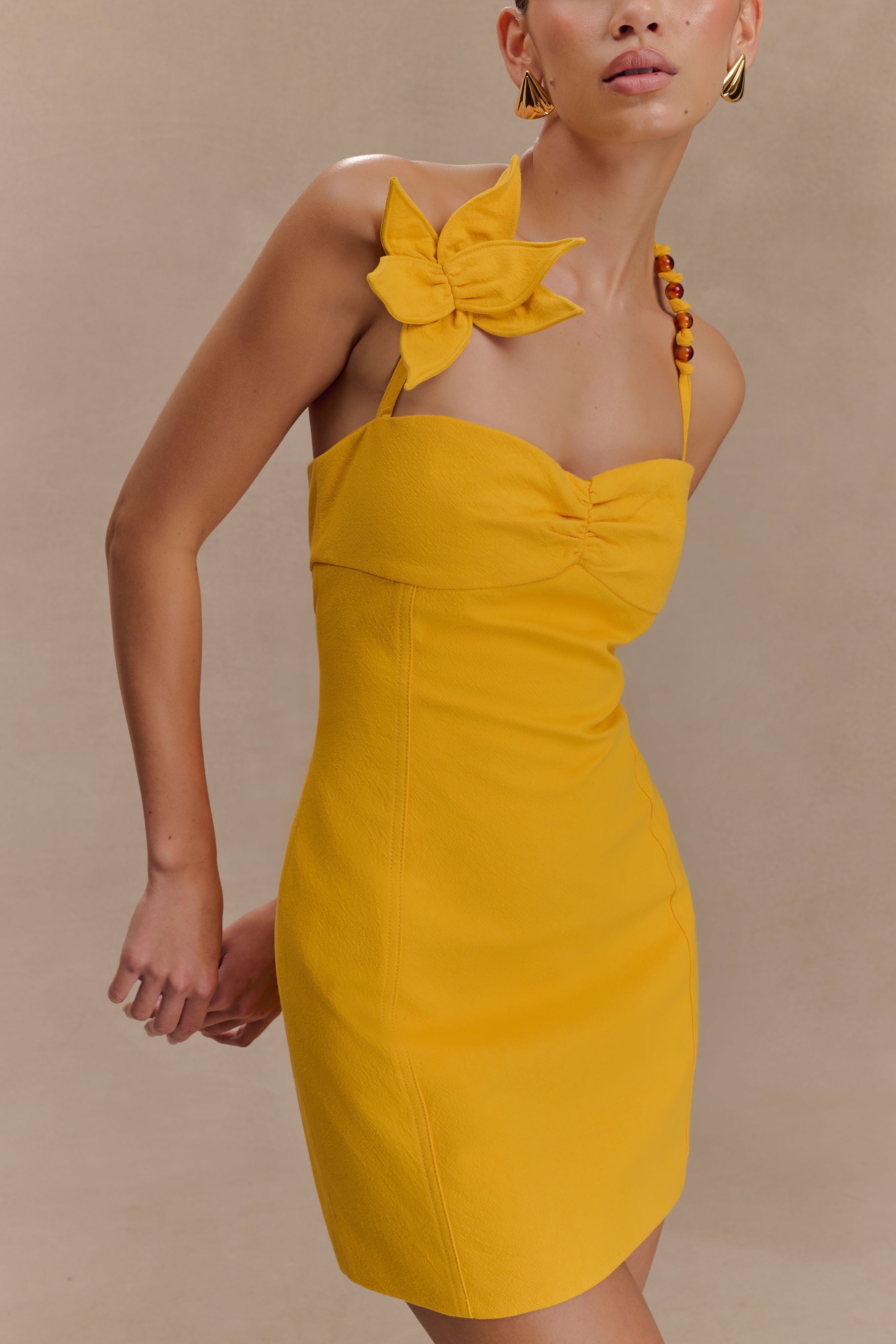 Reyes Cotton Floral Mini Dress - Butterscotch、mySite、solidvoid