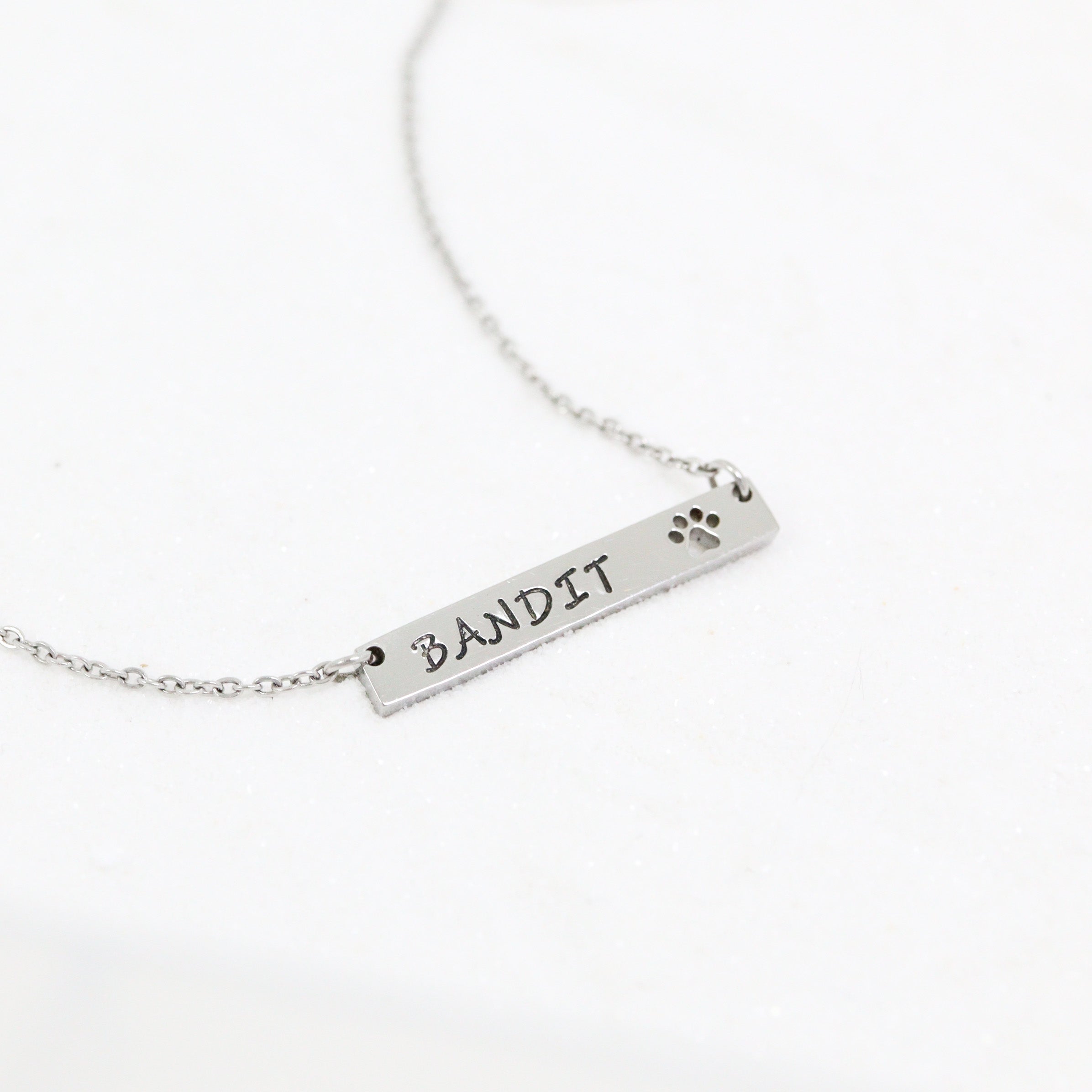18K Gold PVD Stainless Steel Blank Cutout Paw Print Bar Necklace / SBB0247、mySite、dreamappss