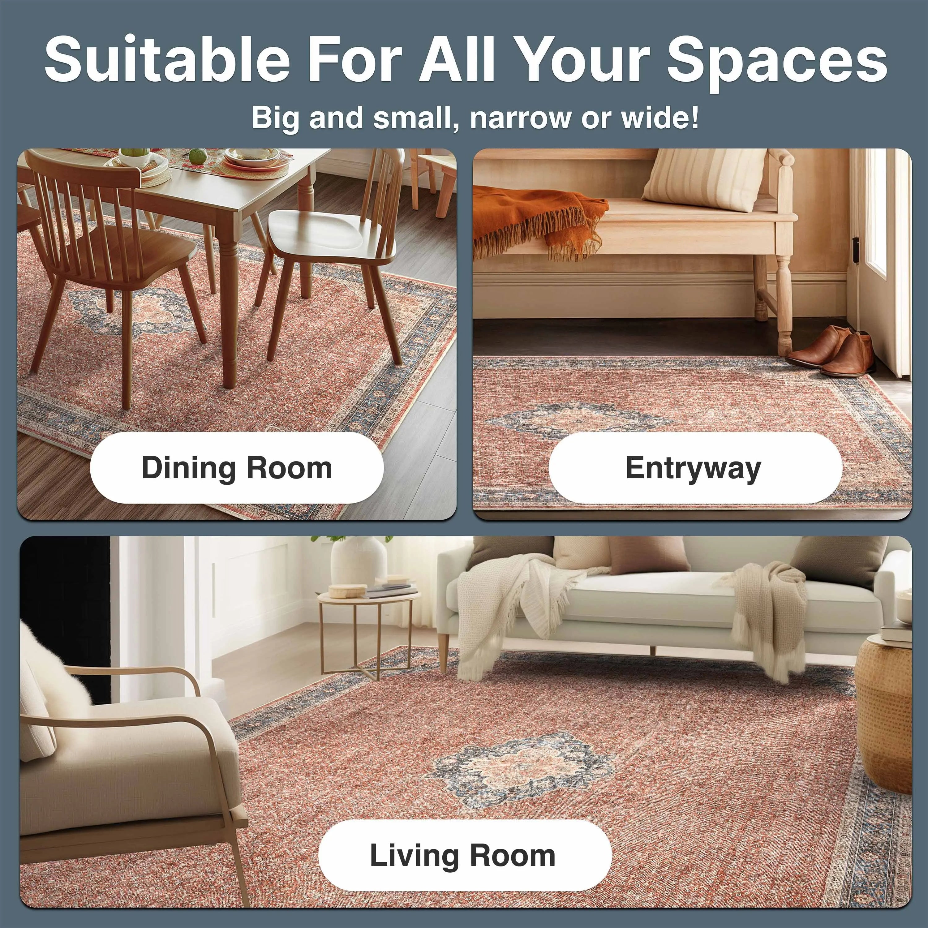 Asha 2-in-1 Lilith Vintage Oriental Kilim Rug + Rug Pad Included、mySite、gigharbornorthrealestate