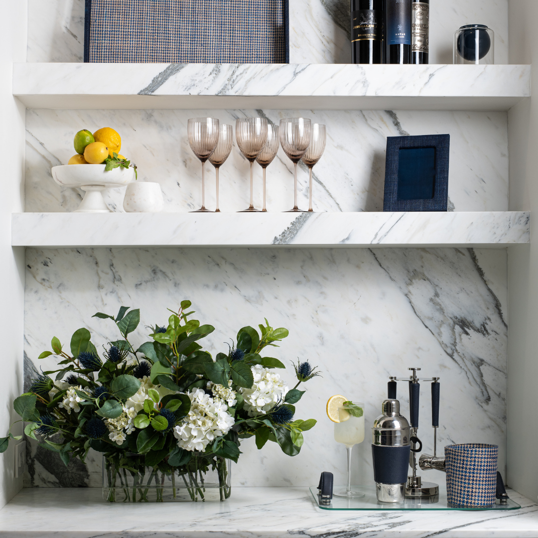  DH White Hydrangea And Blue Thistle Clear Oval Pot、mySite、elrpsem3k