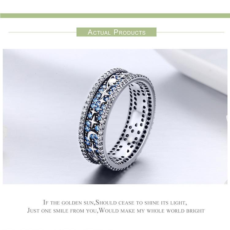 Celestial Galaxy Ring with Blue CZ, Glittering Moon, Stars and Planets on Your Finger!、mySite、g9winljtr