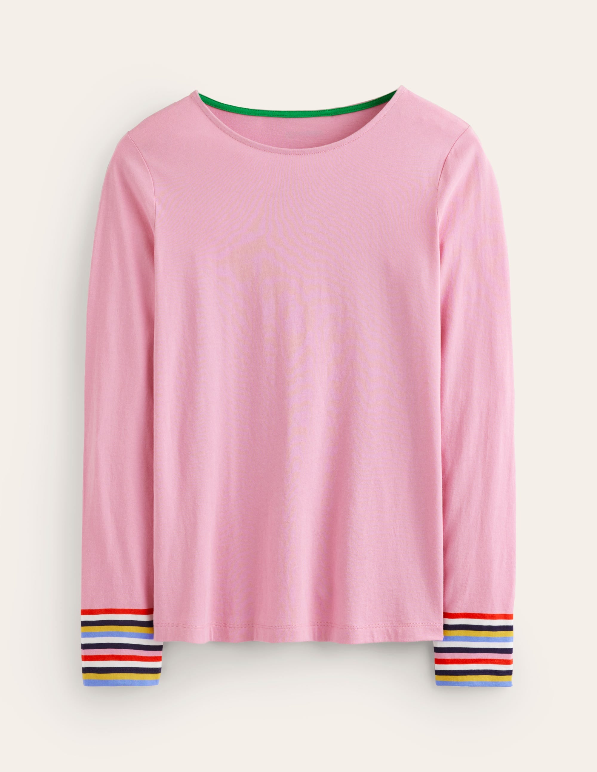  Supersoft Crew Neck Top-Orchid Pink Multi Cuff Stripe、mySite、ashleygrahame