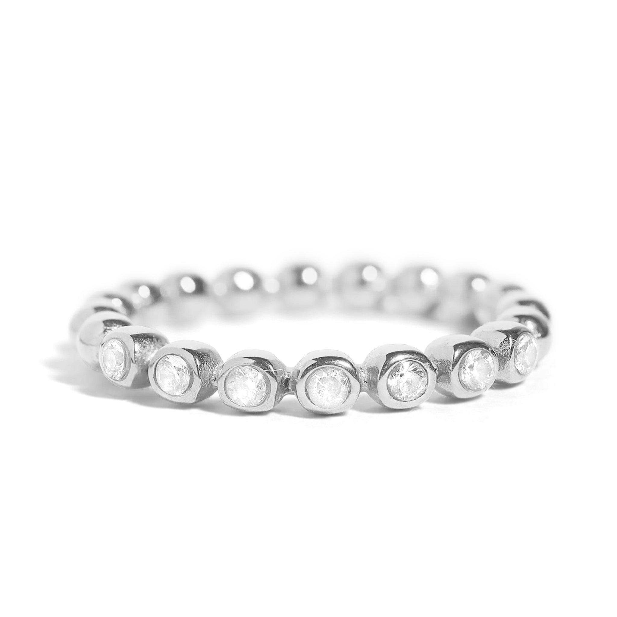 Stainless Steel Beaded CZ Stacking Ring / CSR0006、mySite、dreamappss