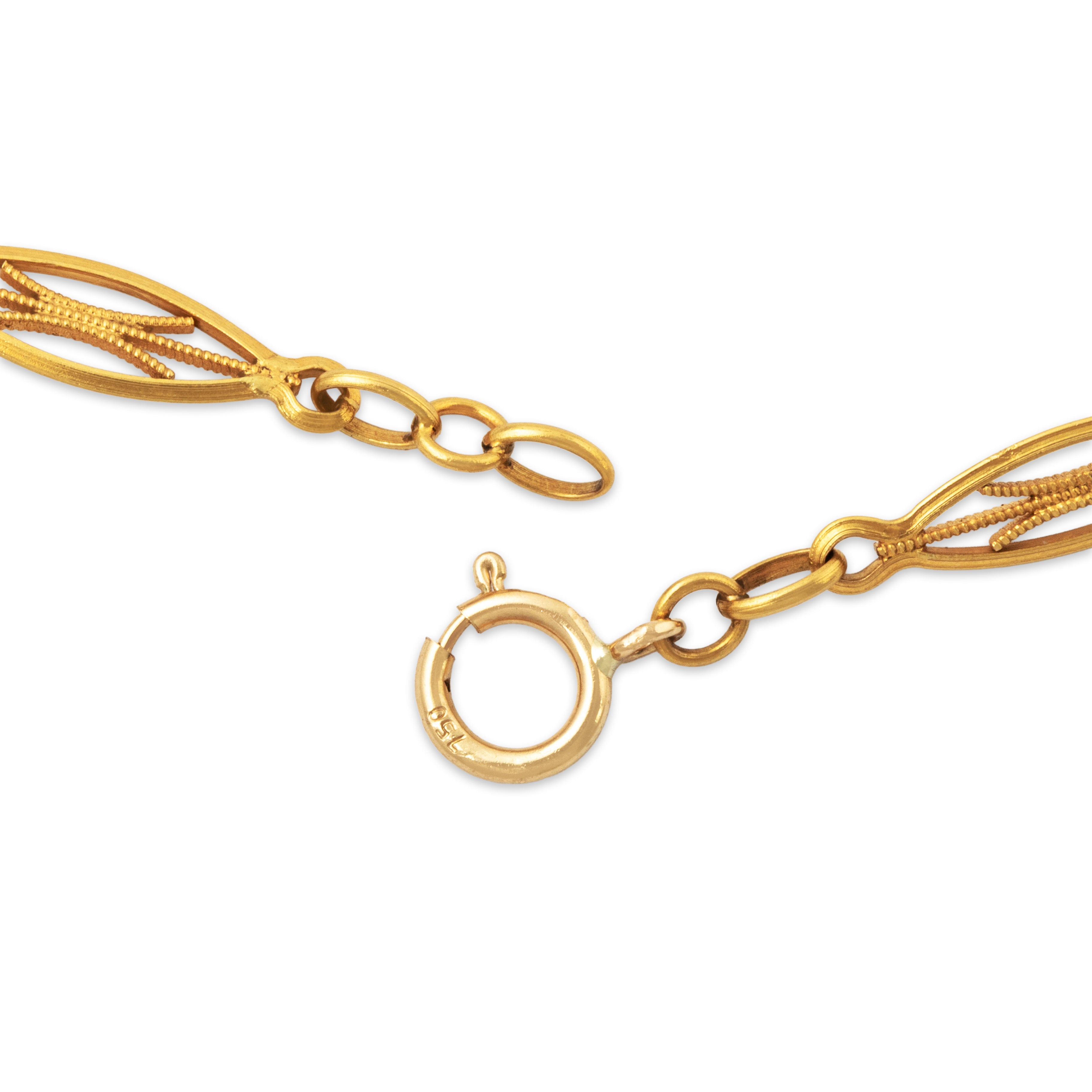 Antique French 18k Yellow Gold Wonderful Filigree Chain Necklace 20.75、mySite、hinf8tx79