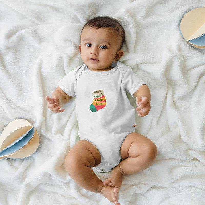 Baby Bamboo Bodysuit | Santa Stocking Printed | Off-White、mySite、camillekostekn