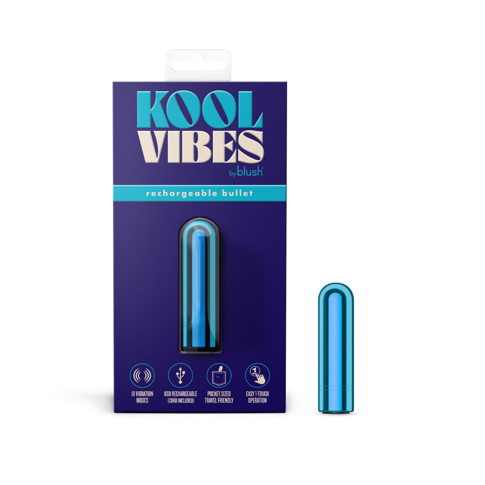 Kool Vibes By Blush® | Discreet & Travel-Friendly Mini Bullet Vibrator - 10 Vibration Modes Clitoral Stimulator - Blueberry、mySite、bottomscart