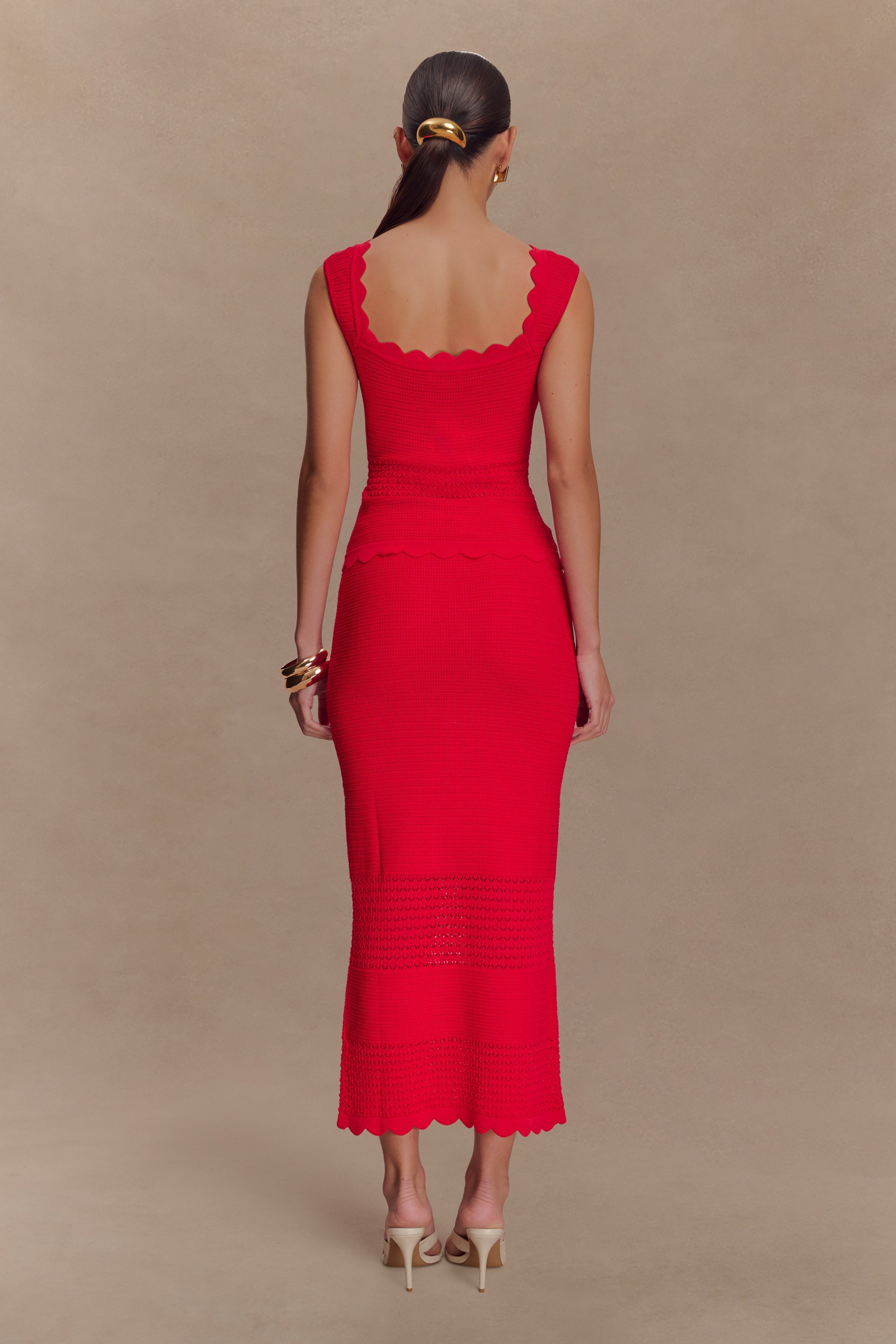 Madeline Scallop Knit Top - Red、mySite、solidvoid