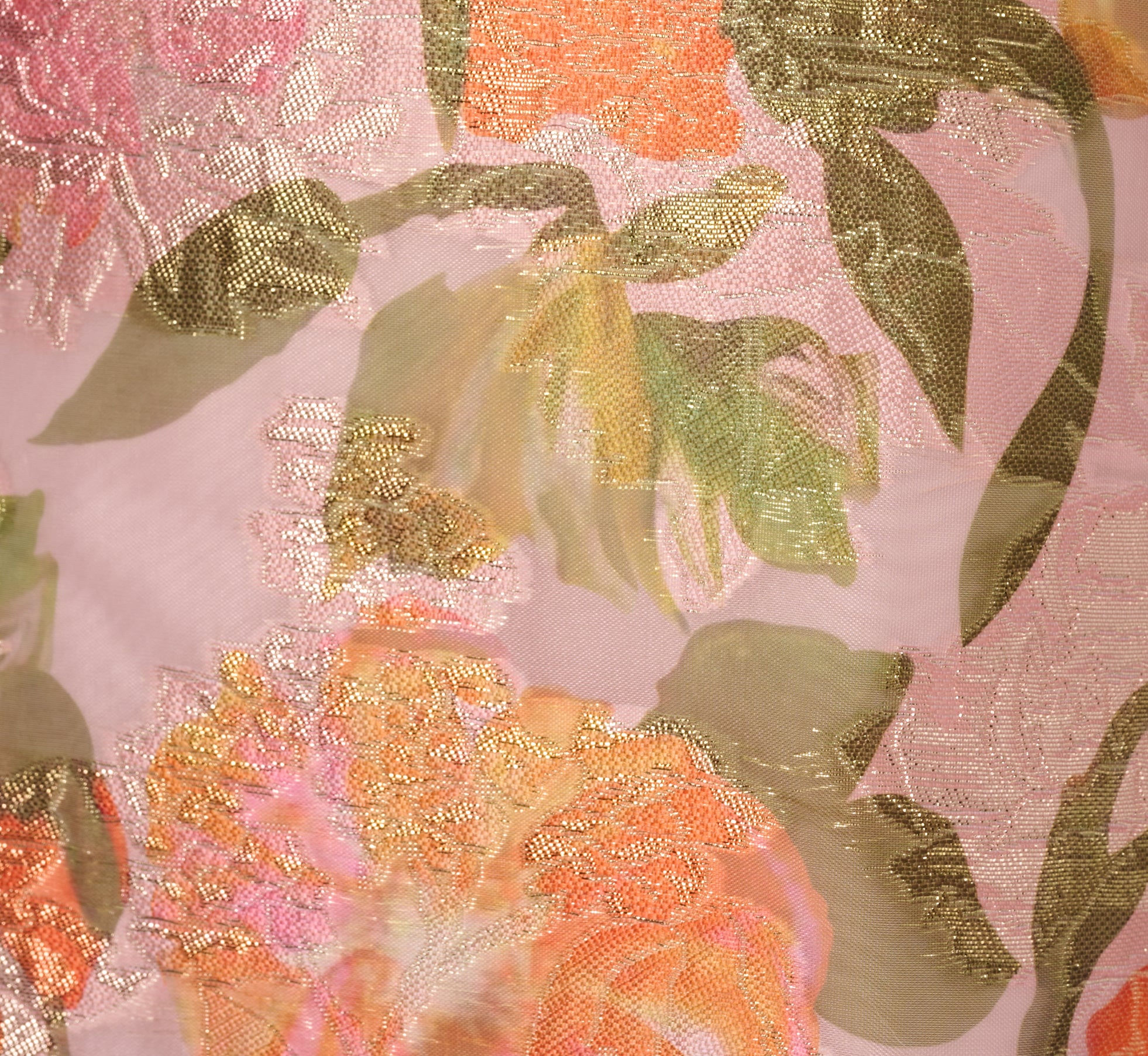 Metallic Floral Jacquard Midi Dress In Yellow Orange Multi、mySite、solidvoid