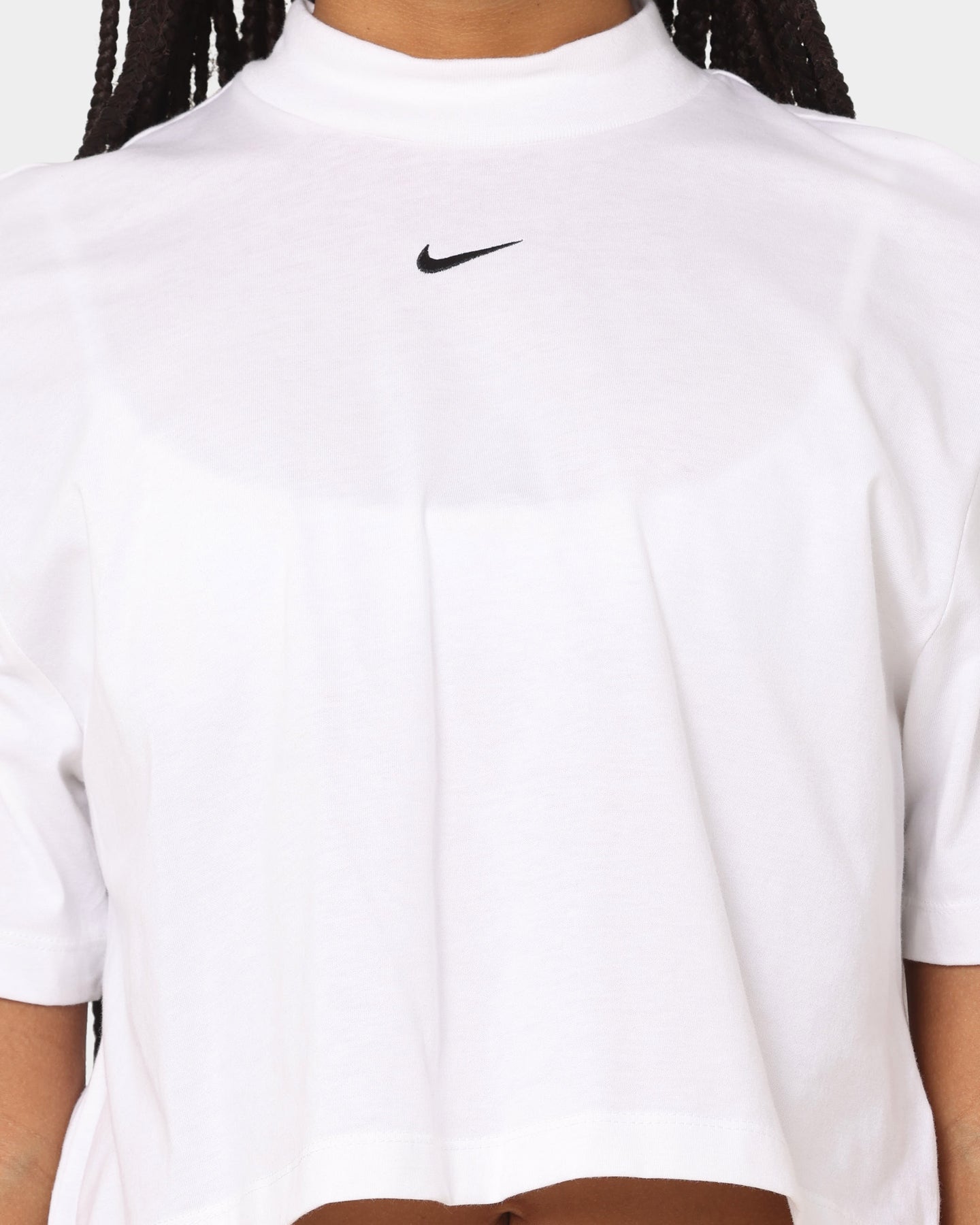 Nike Women's Nike Sportswear Essential Mock Boxy T-Shirt White/Black、mySite、zt4zffjzw