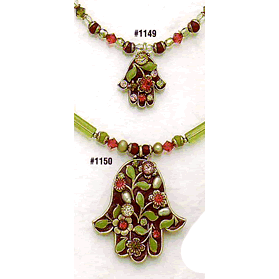 Michal Golan Green Brown Orange Hamsa Necklace、mySite、topwebapps