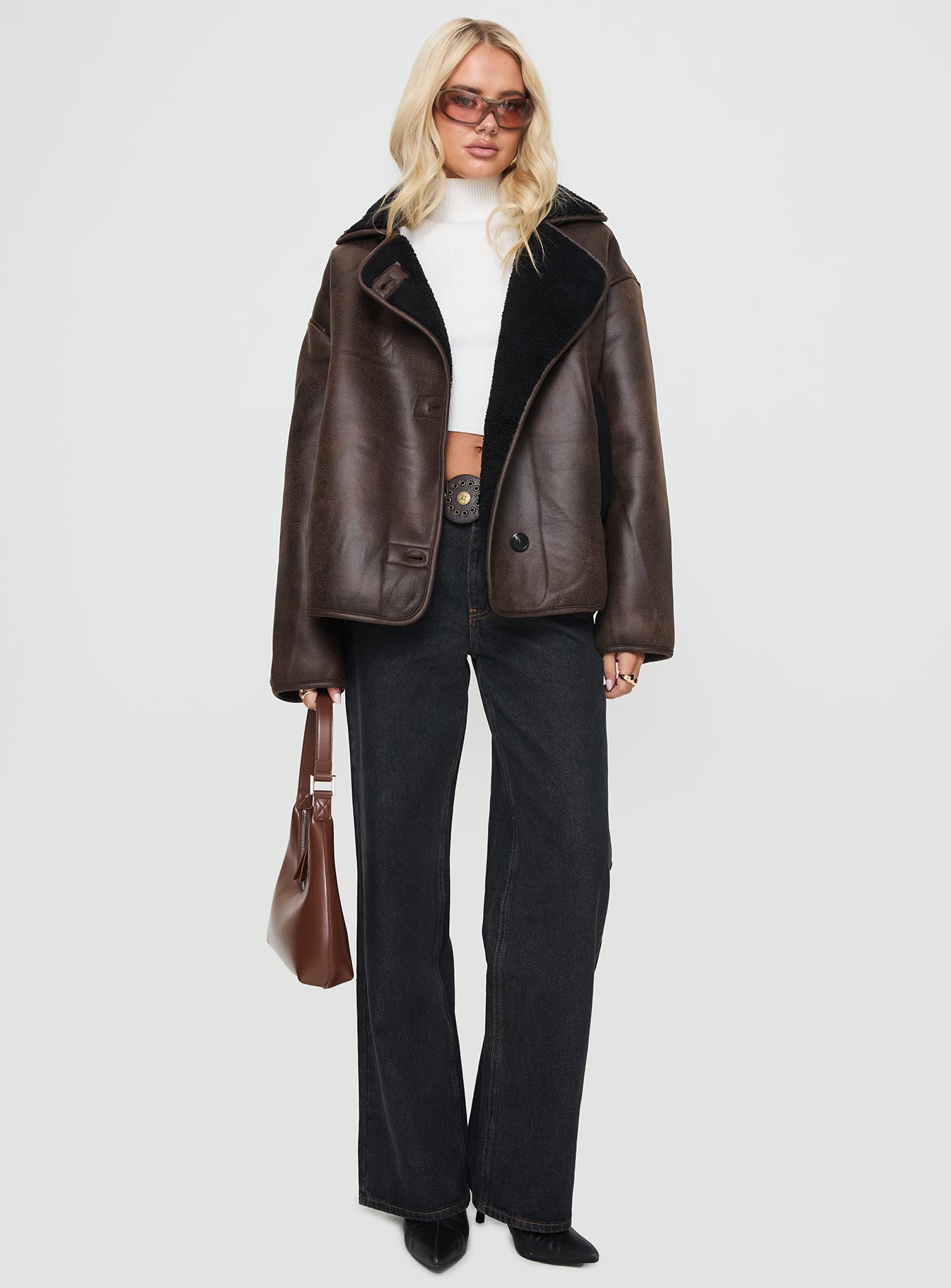 Nunez Faux Leather Jacket Washed Brown / Black、mySite、solidvoid