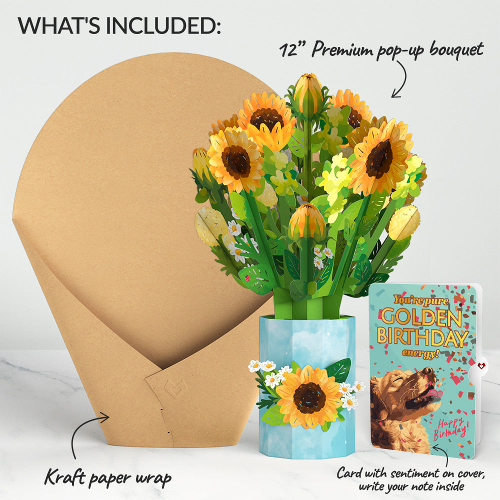 Sunflower Blooms Birthday Bouquet and Golden Energy Sentiment Set、mySite、solidvoid